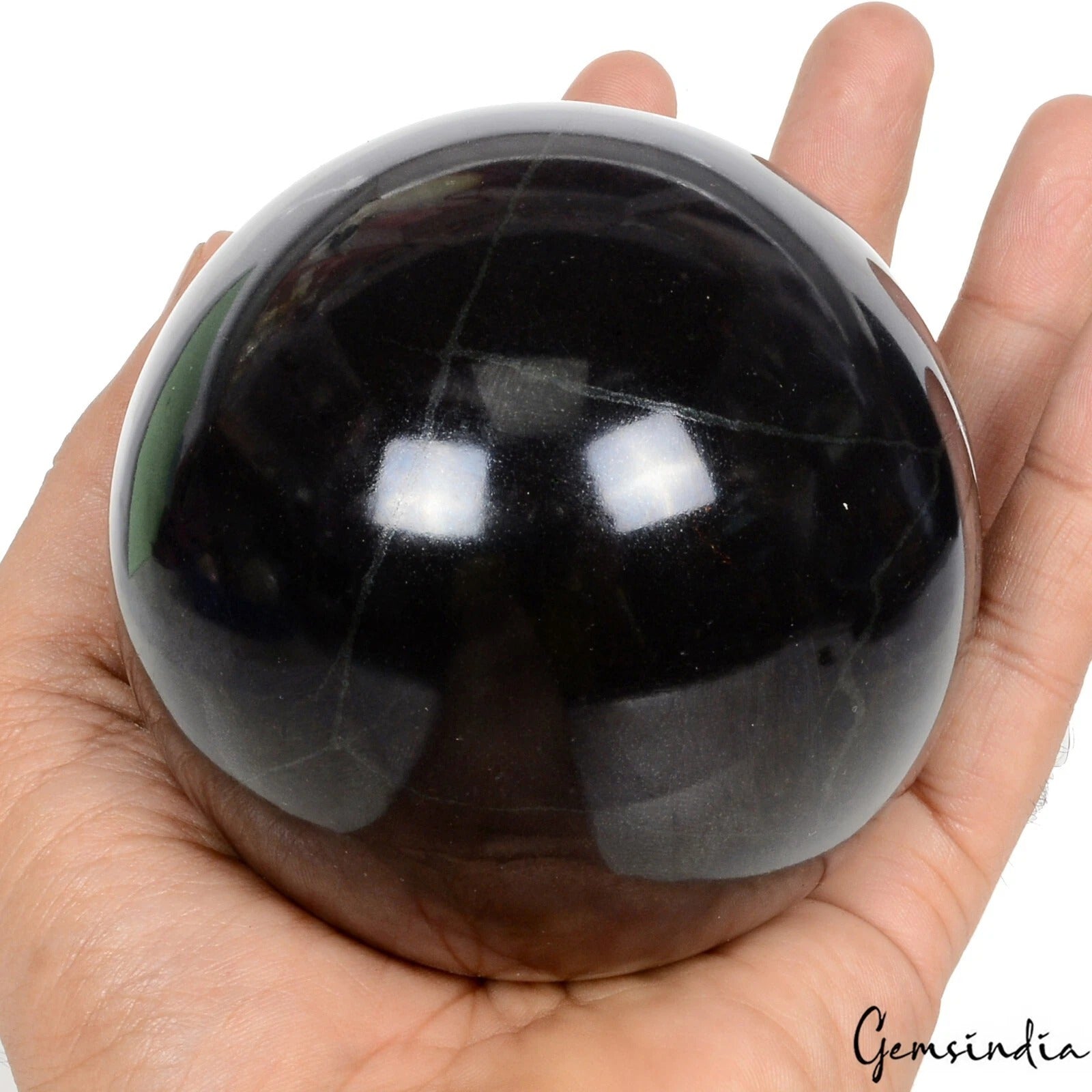 Obsidian Sphere, Untreated, Black — 3.5 Inch in diameter, 4900 Ct, Madagascar