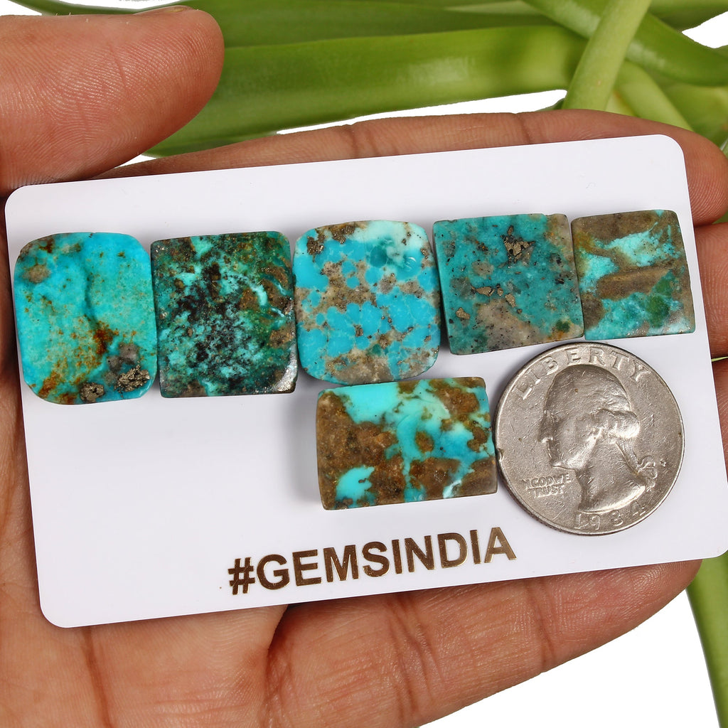 6 Pcs Natural Turquoise Top Quality 15mm-21mm Mix Cabochon Untreated Gemstones