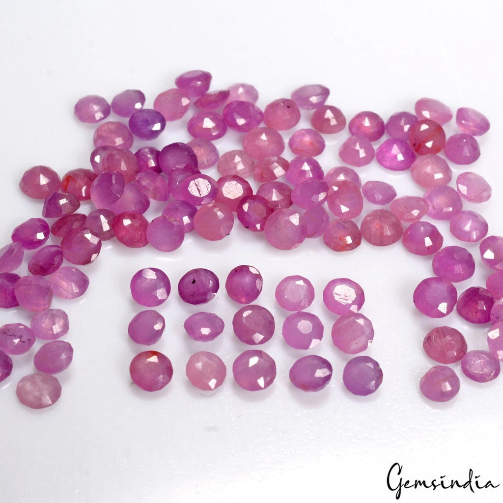 Natural Ruby CERTIFIED Red Round Cut 3 mm Size Lot AAA+ Quality 100 Pcs Gemstone