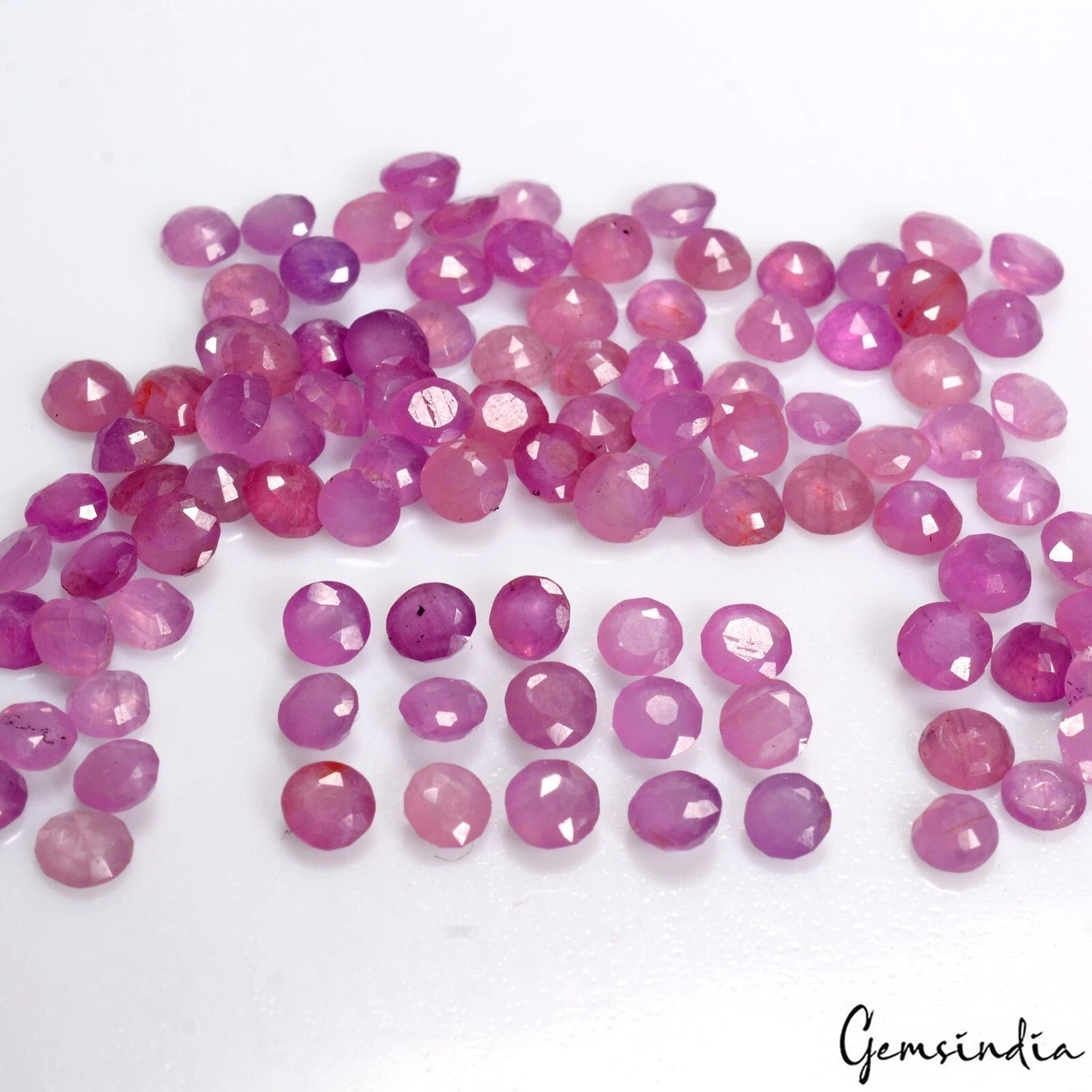 Natural Ruby CERTIFIED Red Round Cut 3 mm Size Lot AAA+ Quality 100 Pcs Gemstone
