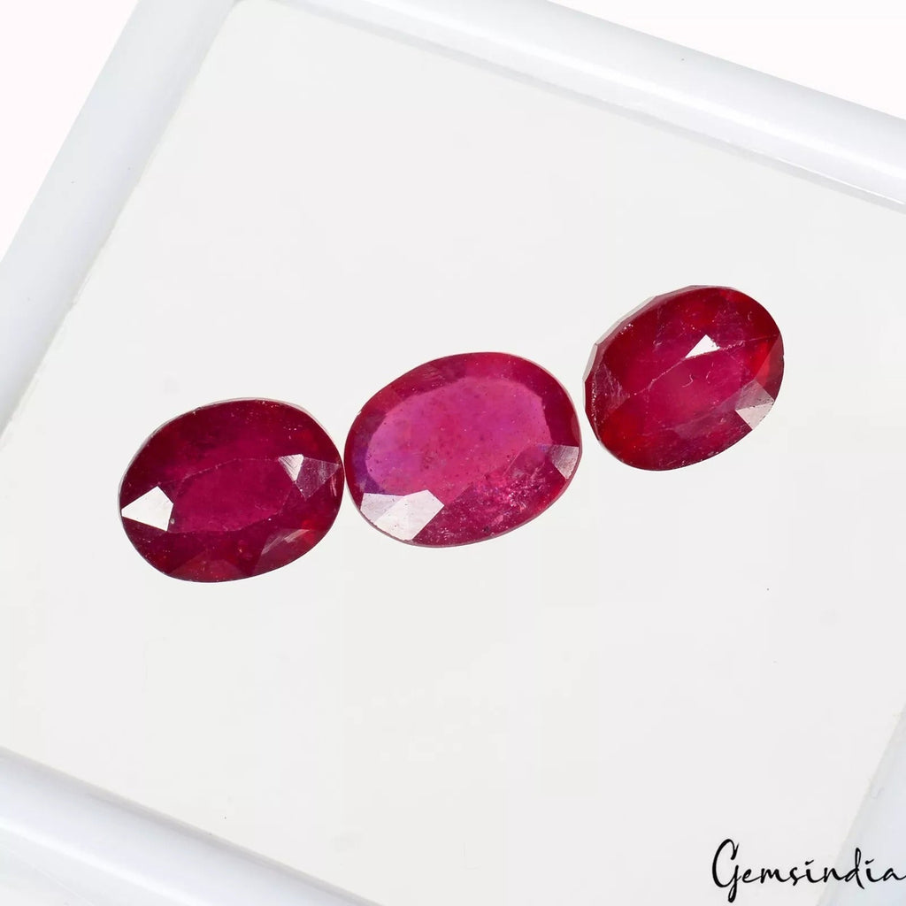 Natural Mozambique Ruby 11-13mm Oval Sparkling Red Gemstones 21.60 Ct excl