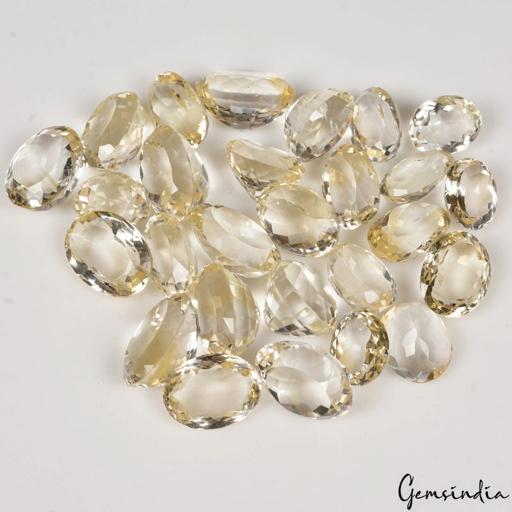 174.80 Cts/ 27 Pcs Natural Untreated Brazilian Yellow Citrine Oval Faceted Gems