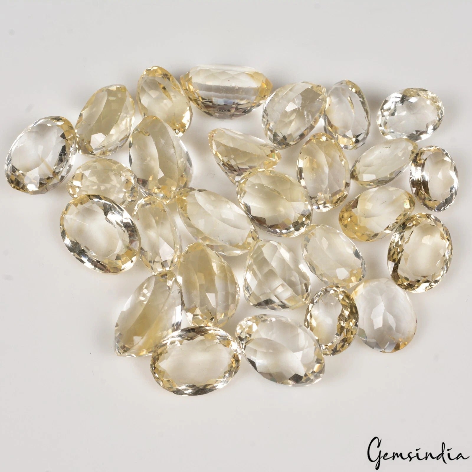 174.80 Cts/ 27 Pcs Natural Untreated Brazilian Yellow Citrine Oval Faceted Gems