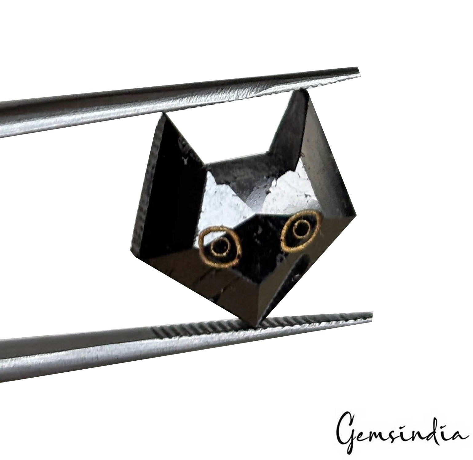 6.5ct Rare Cat Face Carving 100% Natural Earth Mined Loose Genuine Black Diamond