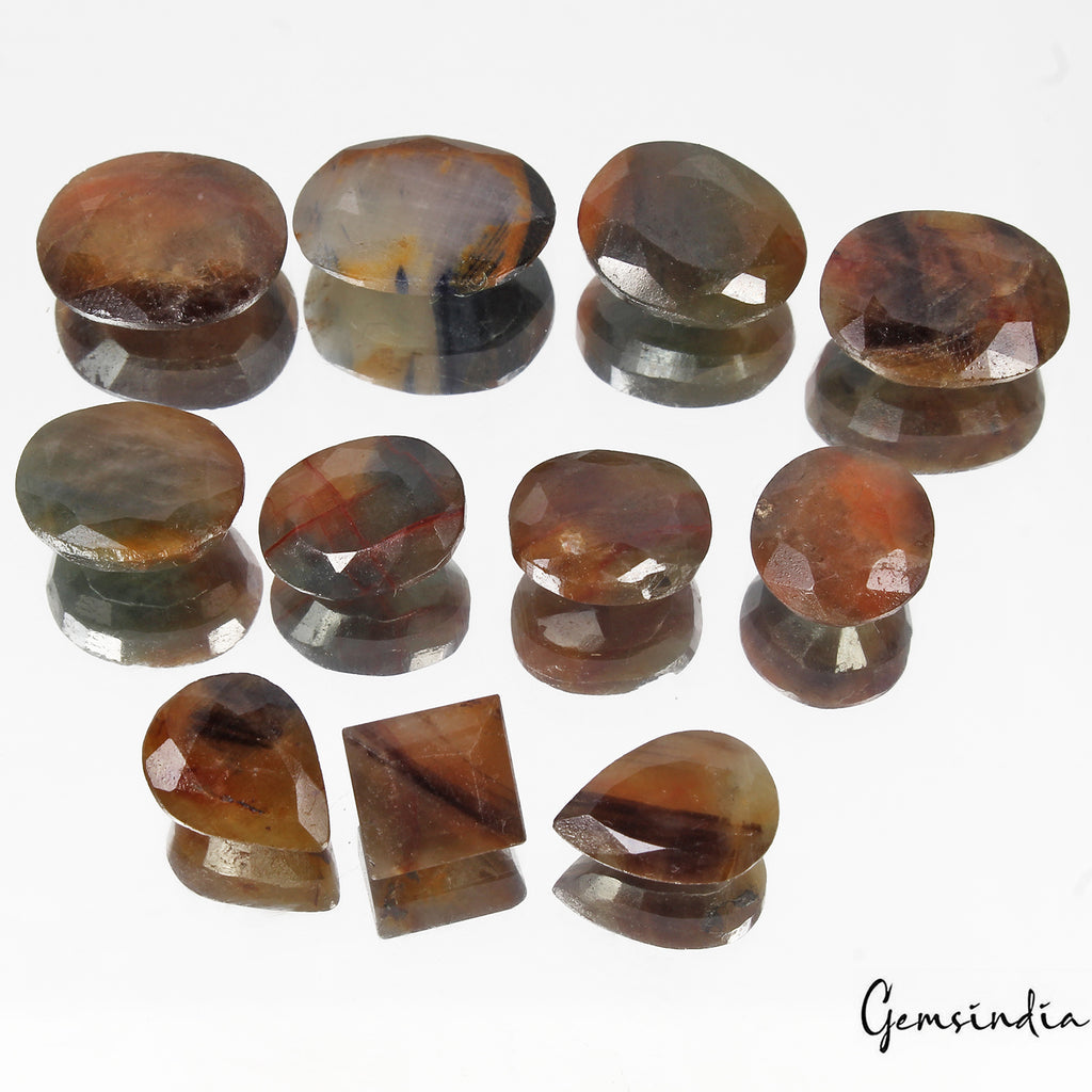 Sapphire Lot, Loose Gemstone, Untreated, Bi-Color — 11 Pieces, 9mm to 17mm, 103.80 Ct