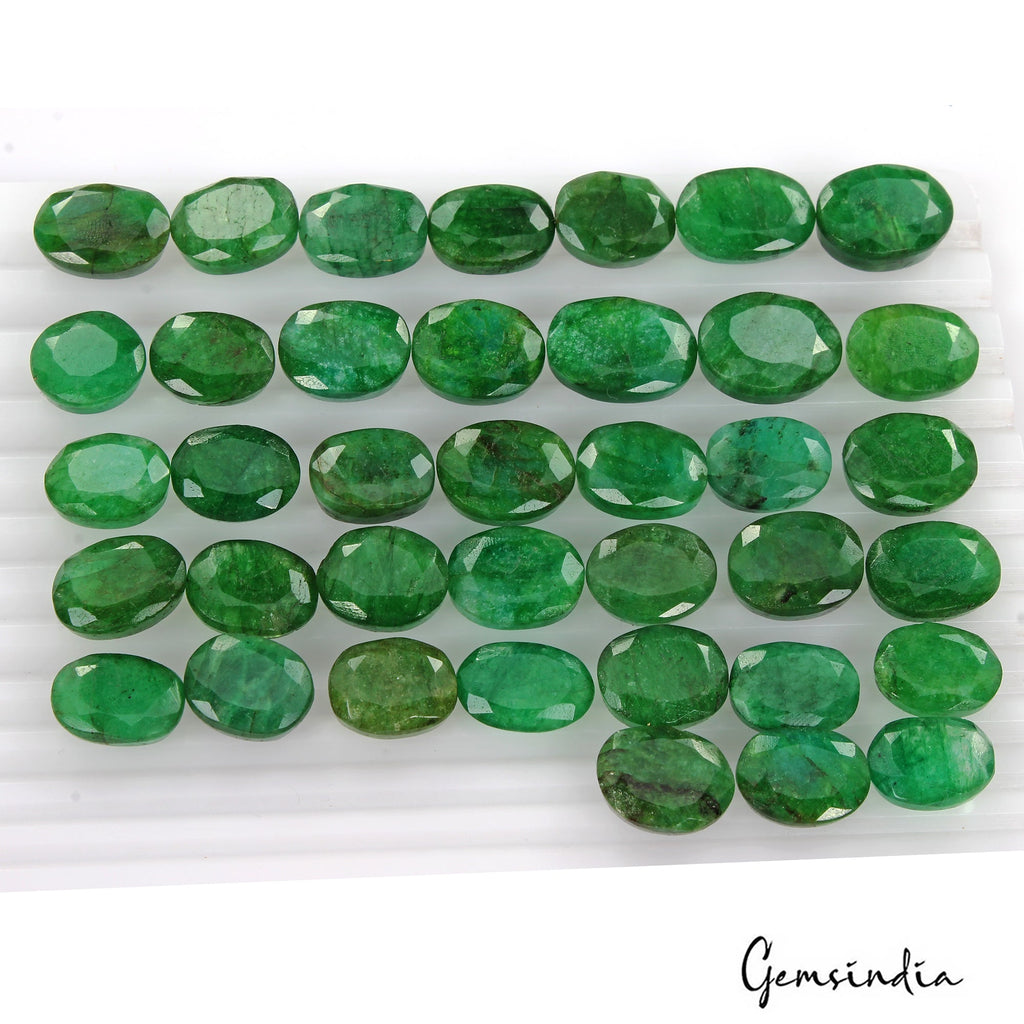 420 Ct Natural Green Brazilian Emerald Oval Faceted Wholesale Gemstone Lot 38 Pc