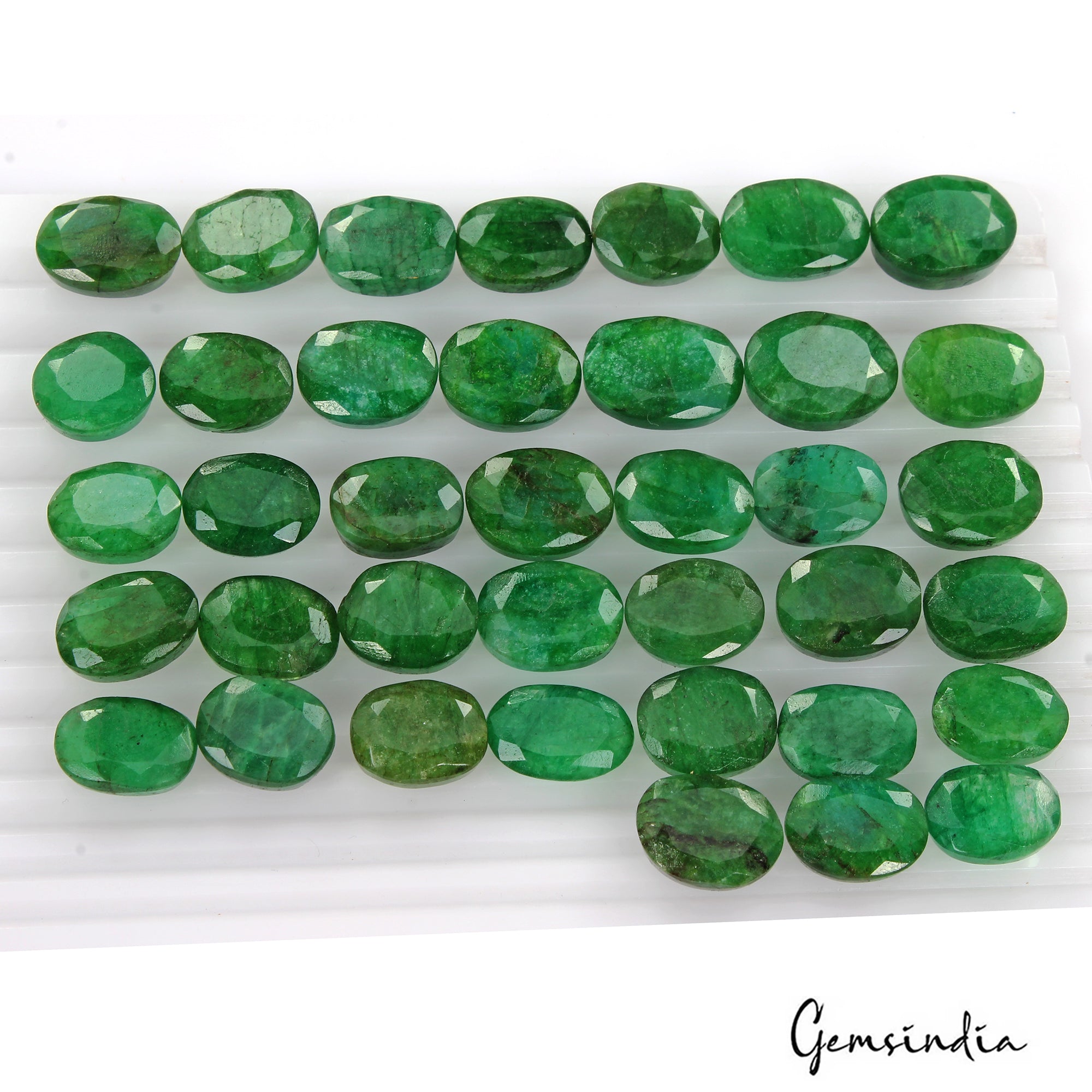 420 Ct Natural Green Brazilian Emerald Oval Faceted Wholesale Gemstone Lot 38 Pc
