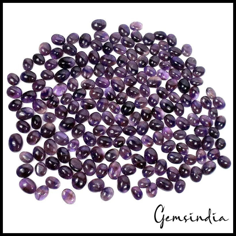 Certified 500 Ct./185 Pcs Natural Untreated Purple Amethyst Oval Cab Loose Gems