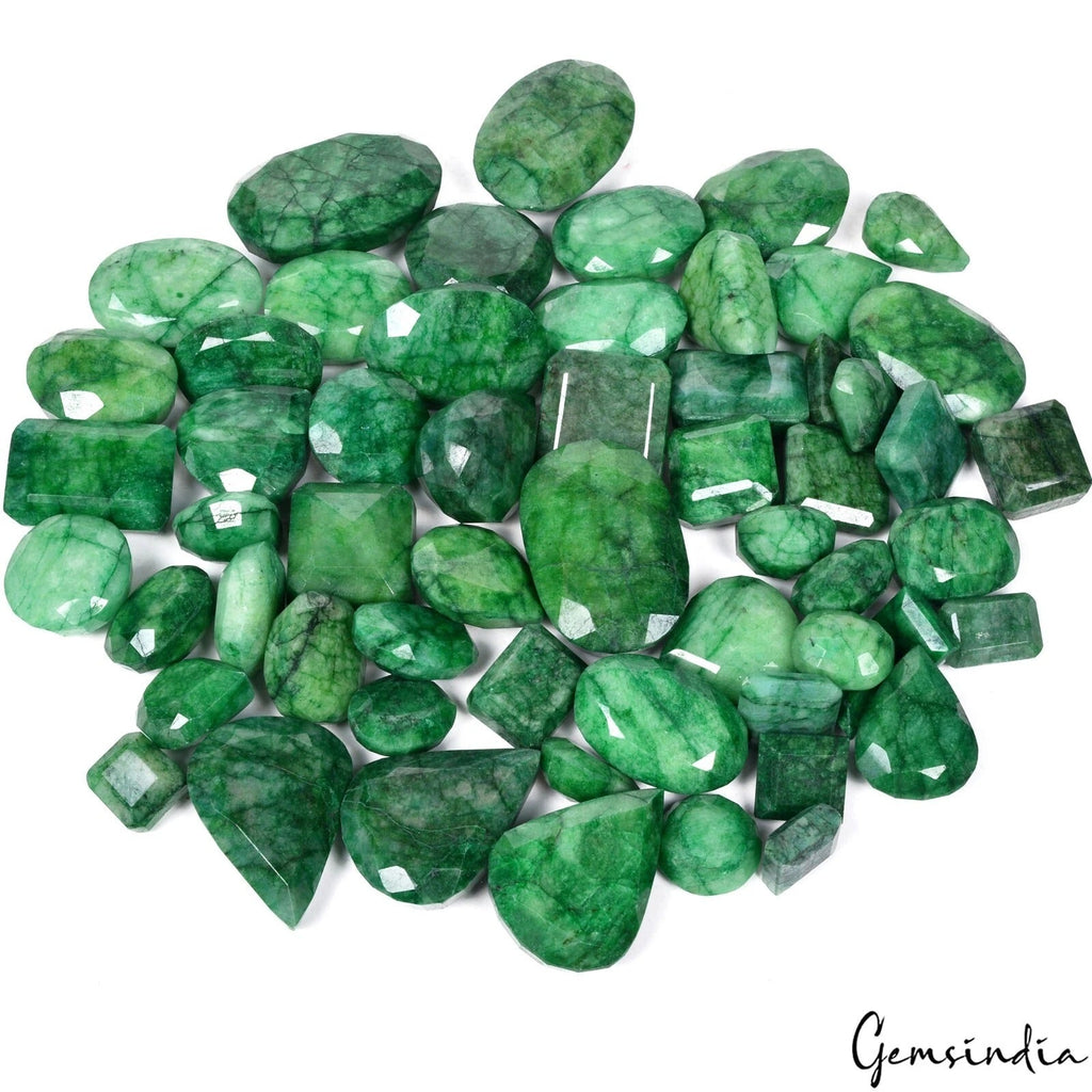 2400 Ct/58 Pcs Natural Brazilian Green Emerald Mix Faceted Cut Wholesale Gem Lot