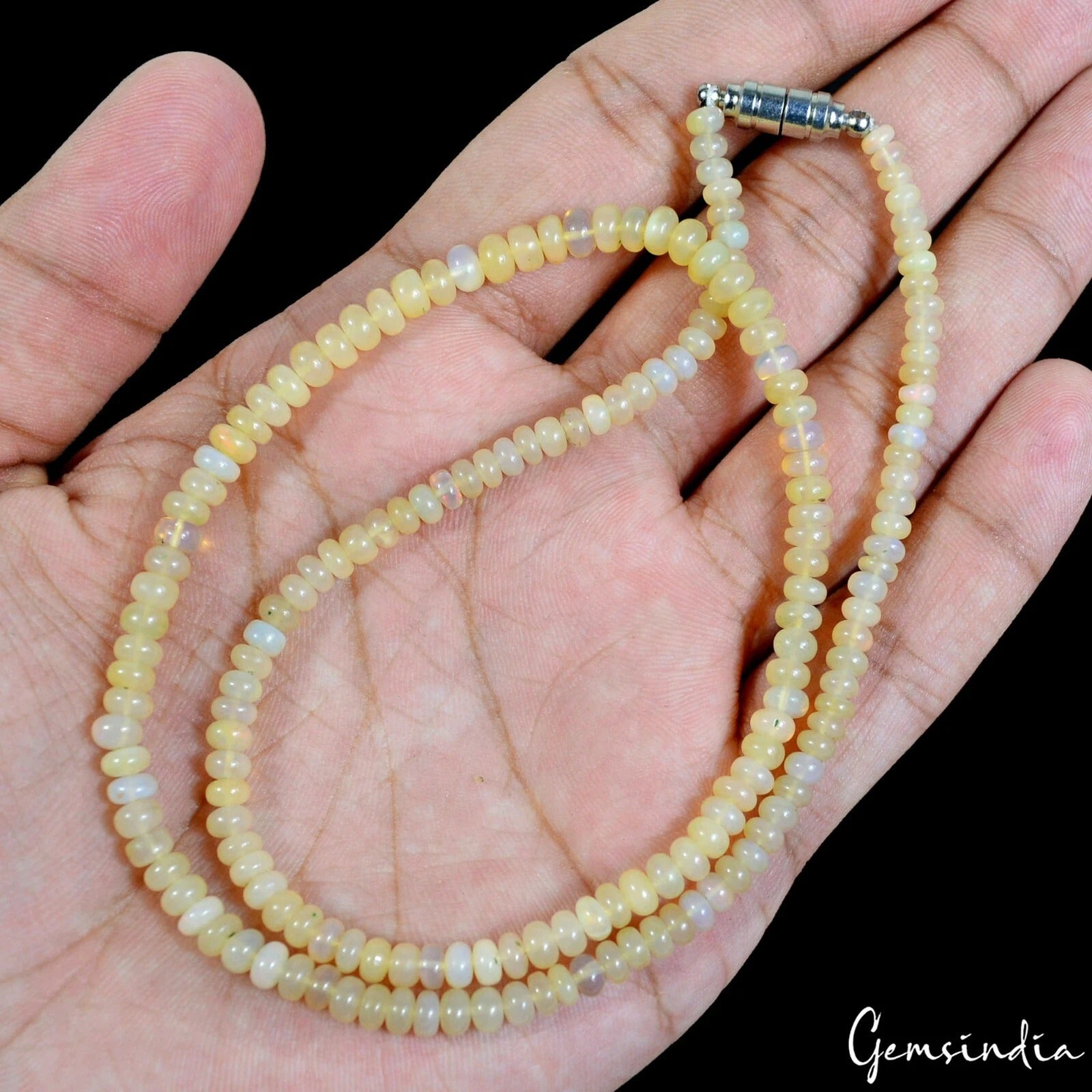 Opal Necklace — 3mm to 4mm, 51.50 Ct, India