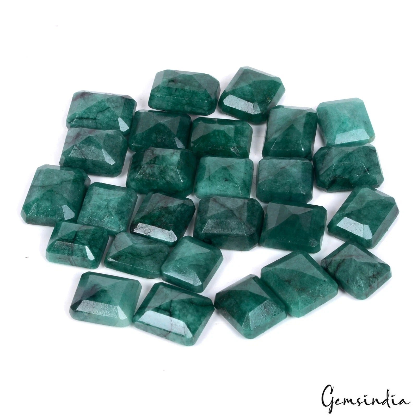 Emerald Lot, Loose Gemstone, Color Enhanced, Green — 26 Pieces, 12mm to 14mm, 232.60 Ct, Zambia