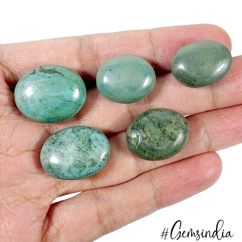 Turquoise Cabochon, Untreated, Green — 18-21mm, 104.00 Ct, Tibet