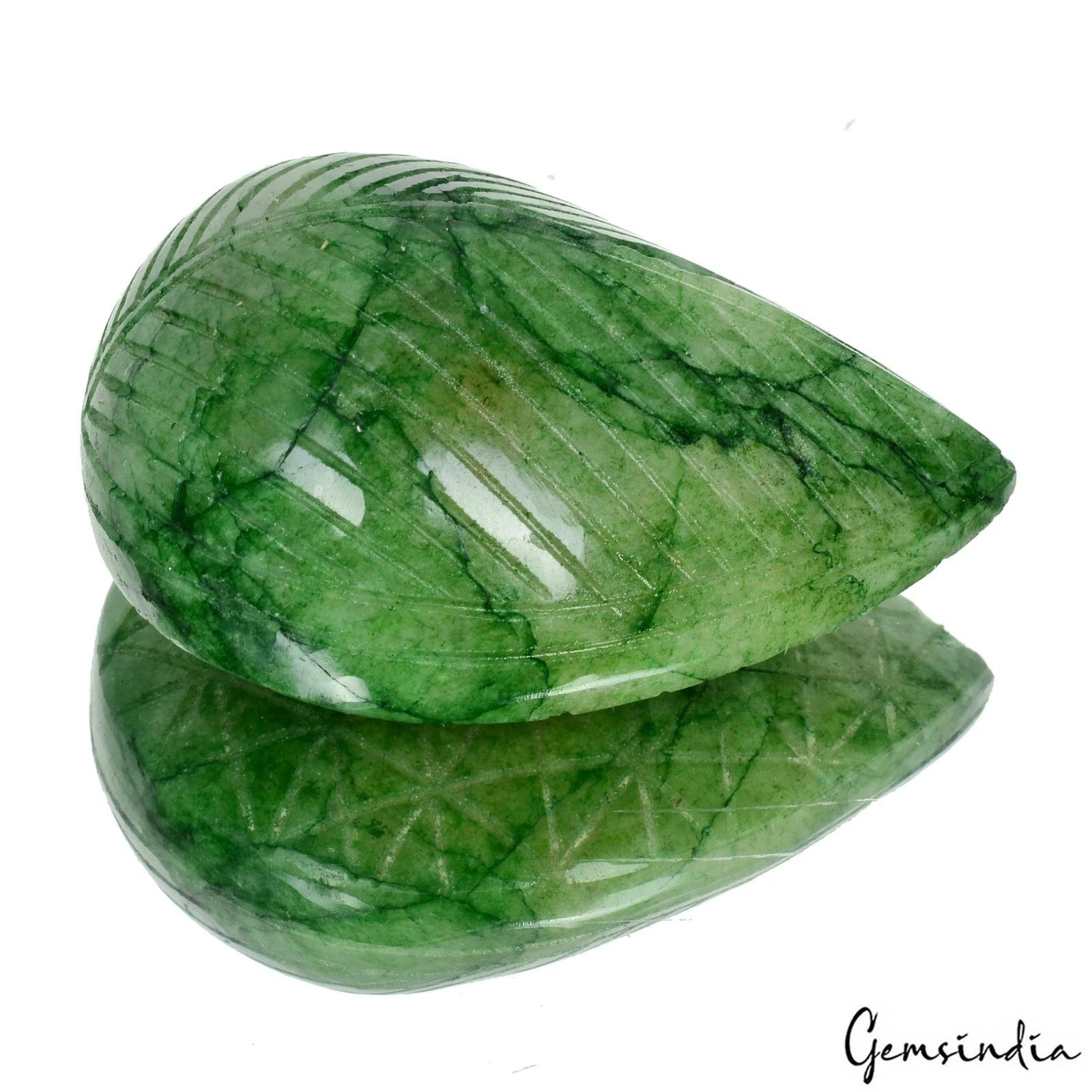 Certified 260 Cts Natural Brazilian Top Green Emerald Pear Hand Carved Loose Gem