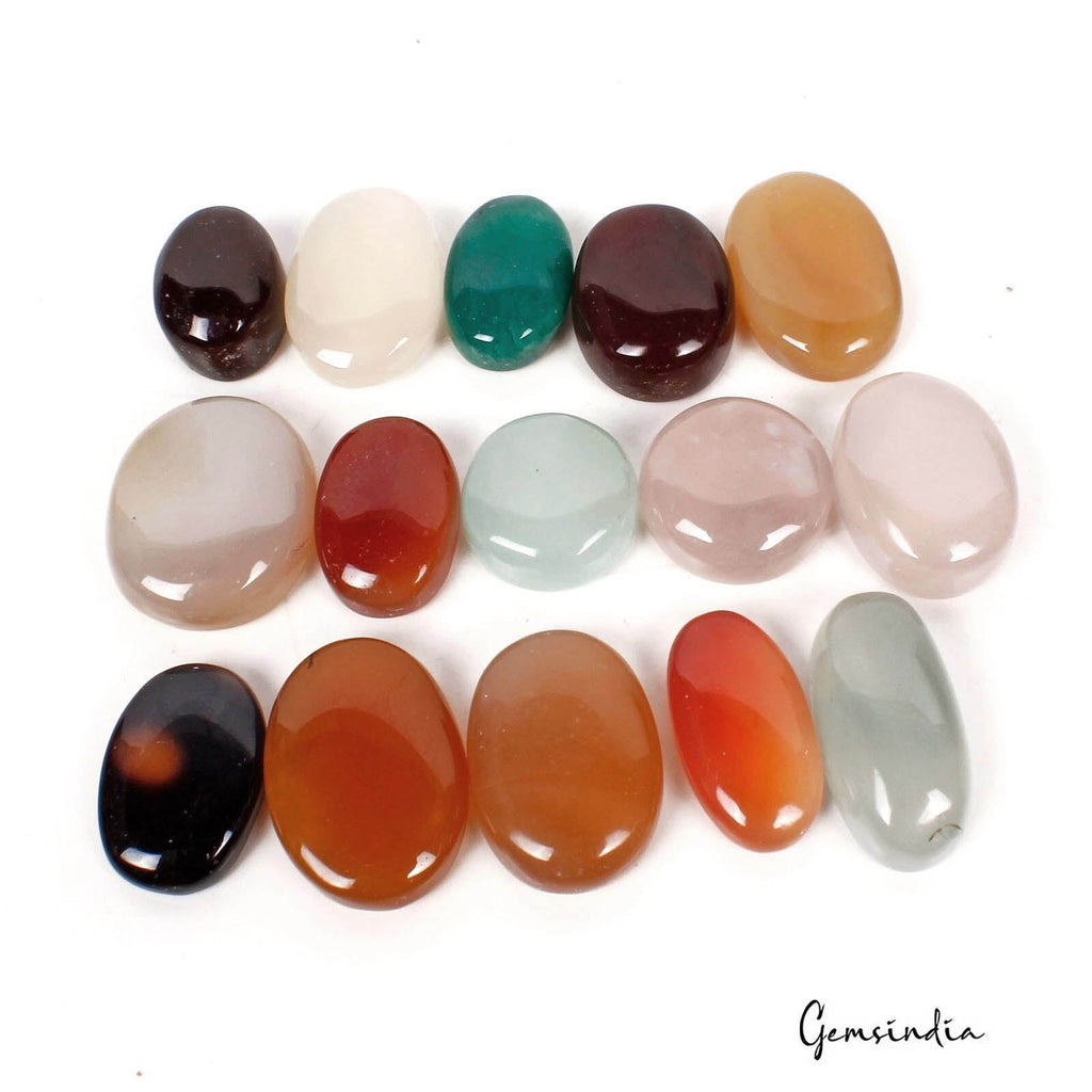 350 Cts/15 Pcs Natural Mult-Color Onyx Cab Loose Wholesale Gems Lot For Jewelry