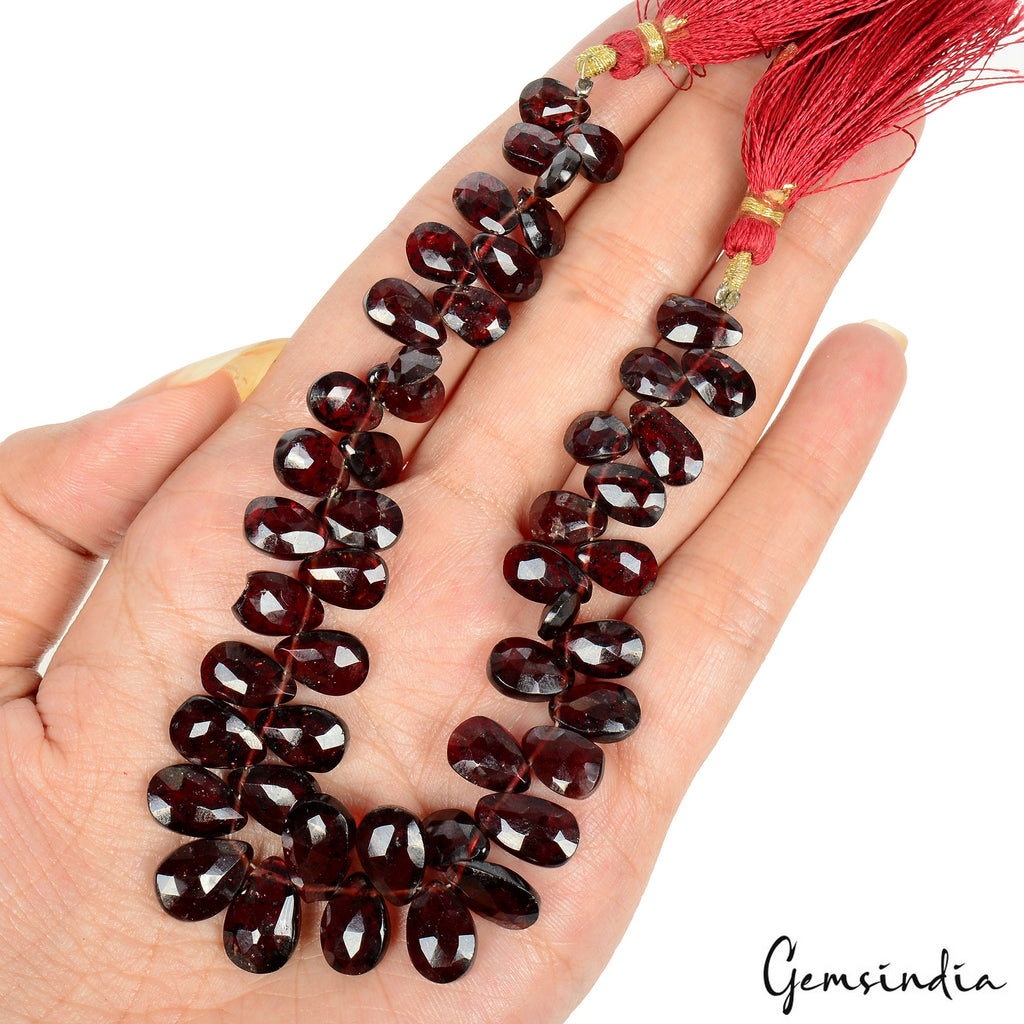 8" Natural Mozambique Garnet 9-13mm Drilled Briolettes Loose Gemstones Strand
