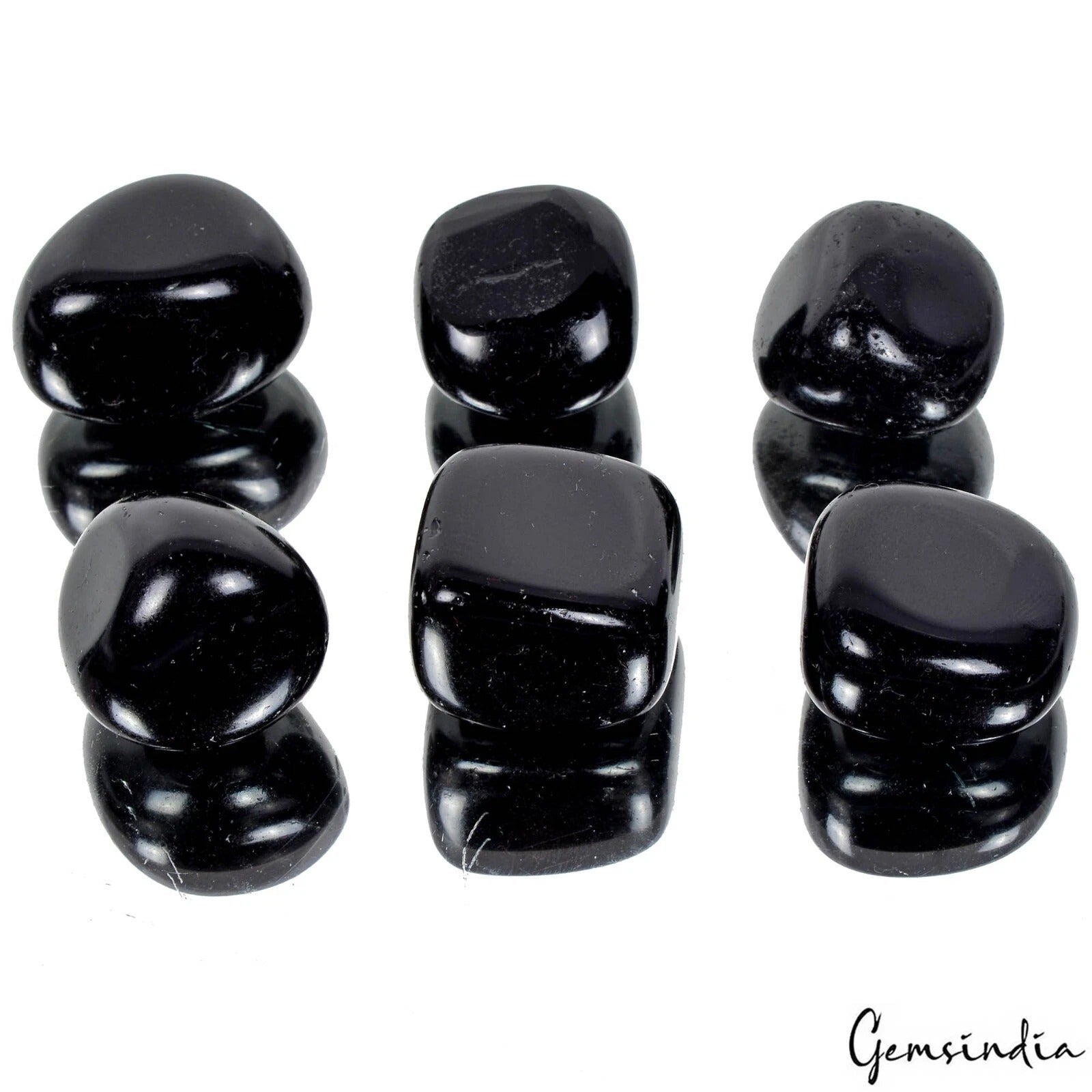 500 Cts/6 Pcs Black Natural Healing Meditation Obsidian Tumbled Shape Gems Lot