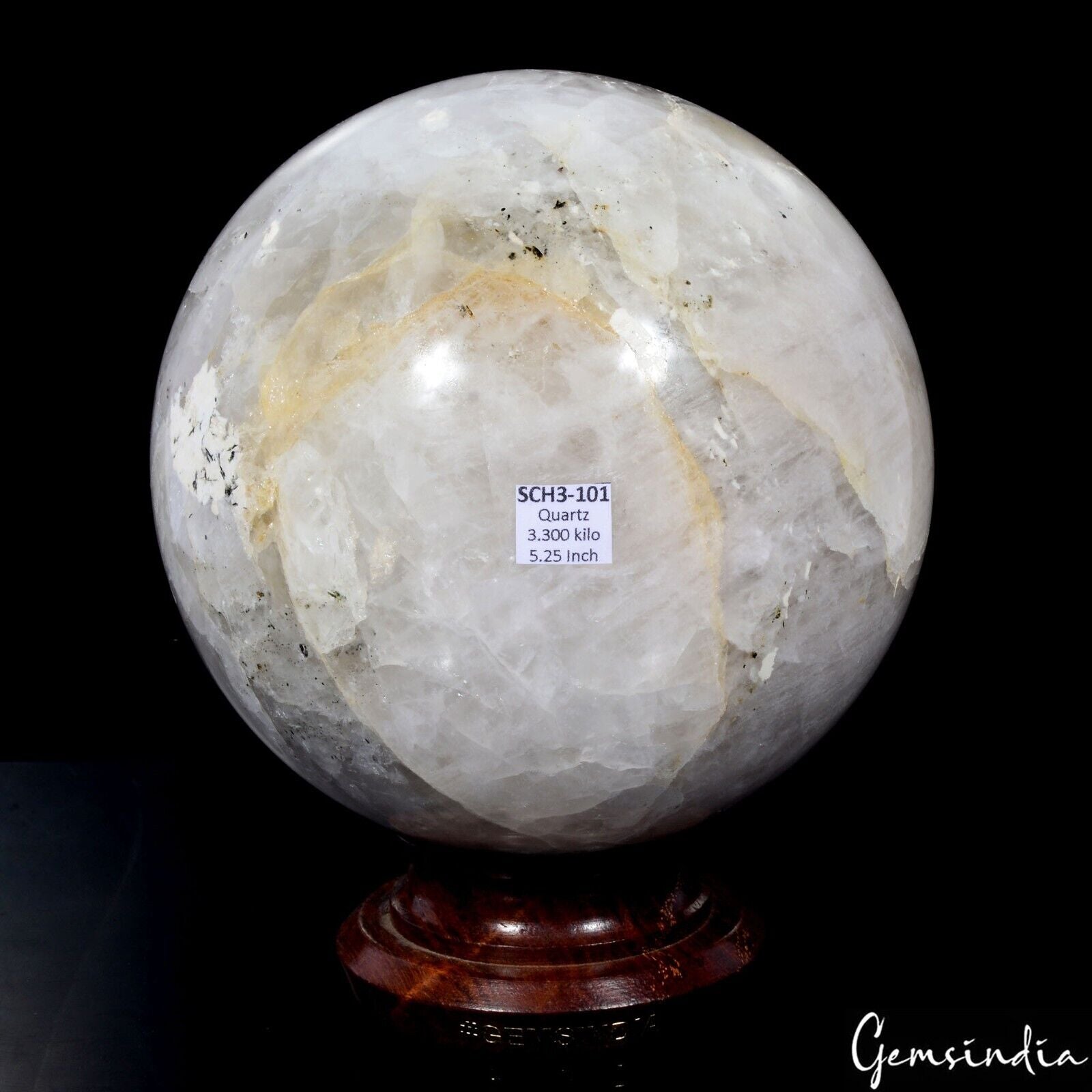 3.3 Kilo Natural Untreated Quartz Huge Gem Sphere Crystal Healing Minerals 5.25"