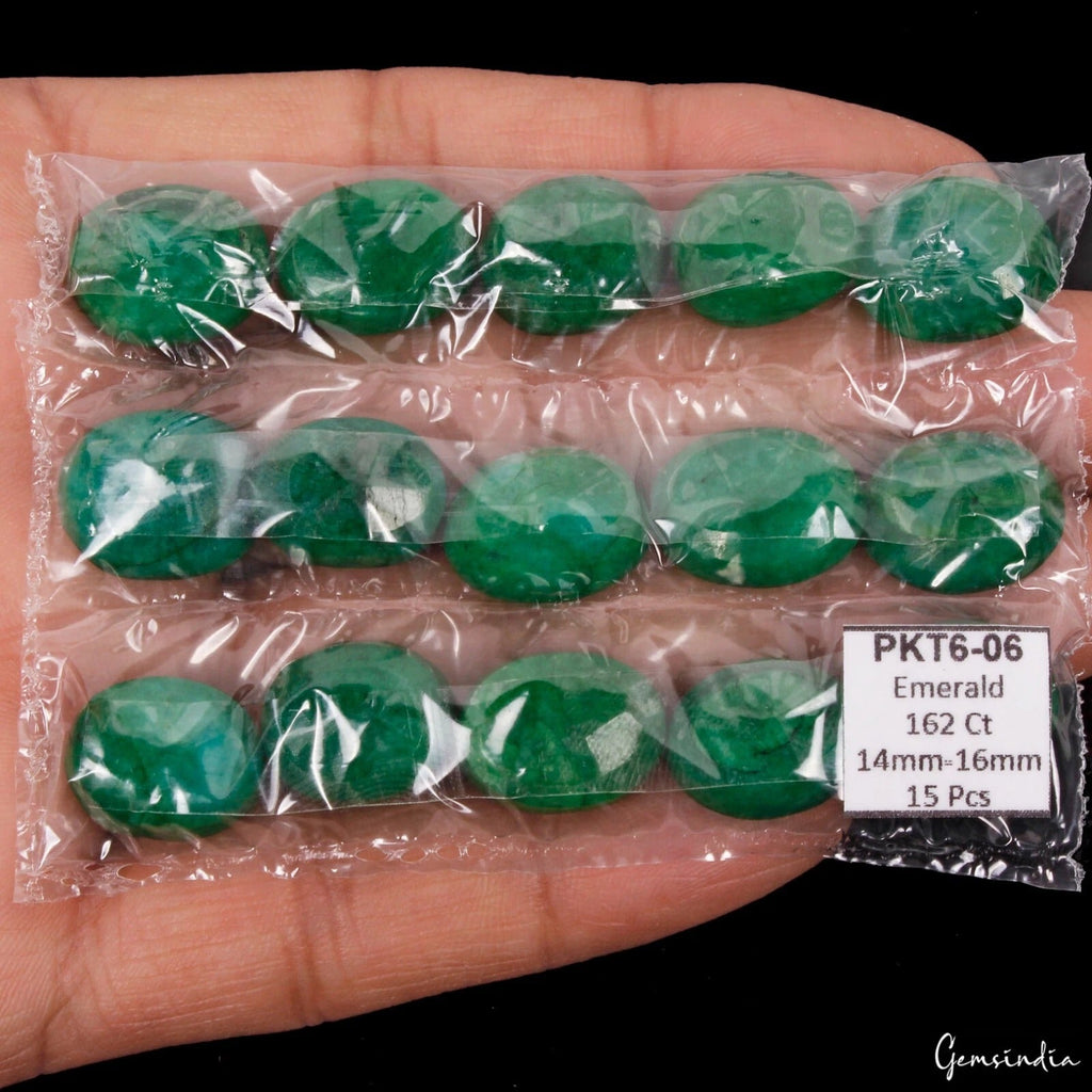 Certified 162 Ct/15 Pcs Natural Brazilian Green Emerald Oval Gem Lot For Jewelry