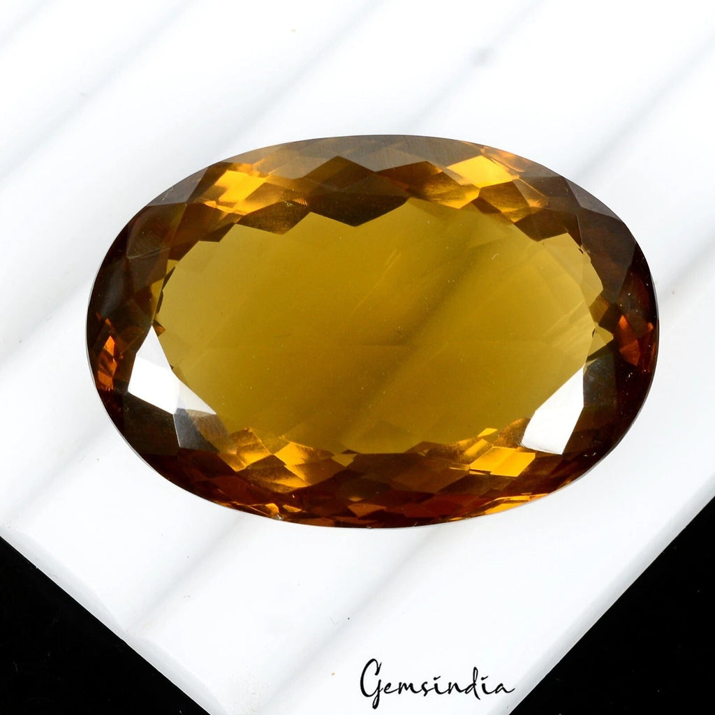 Large 63.30 Ct Honey Citrine Loose Certified Gemstone AAA Grade Faceted Oval