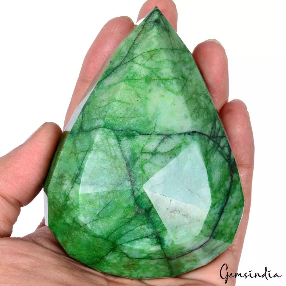 2580 Ct. Natural Green Emerald Earth Mined Huge Size Pear Faceted Cut Gemstone