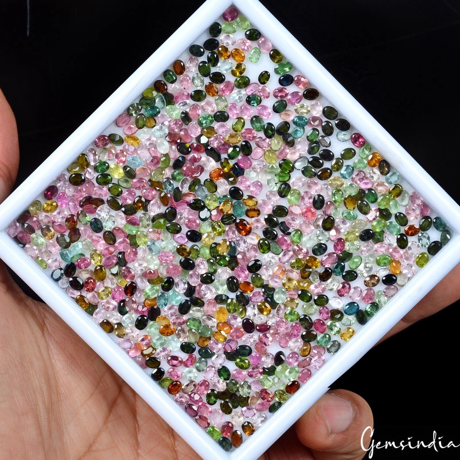 Colorstorm ~600 Pcs Natural Tourmaline Multi Color Vibrant Oval Gemstones 100 Ct