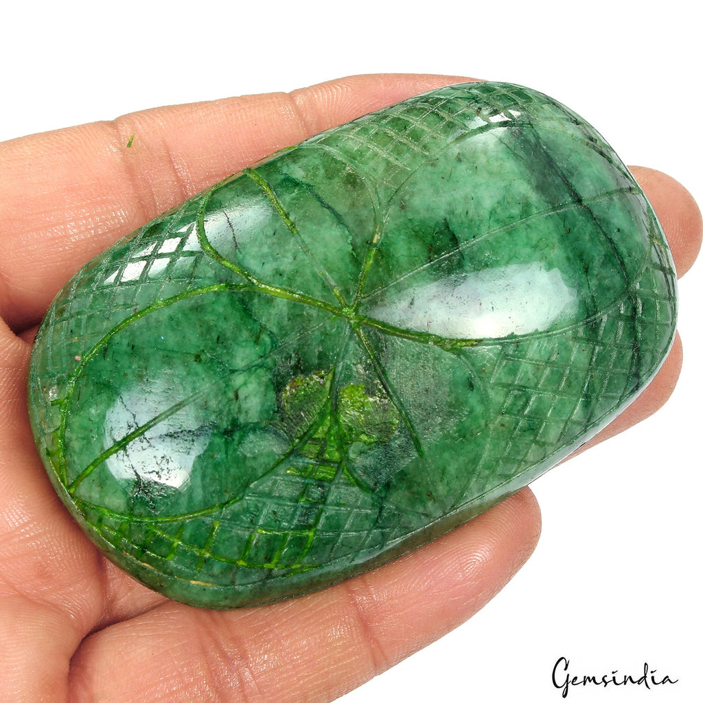 630 Ct Natural Green Brazilian Emerald Oval Cut Earth Mined Carving Loose Gems