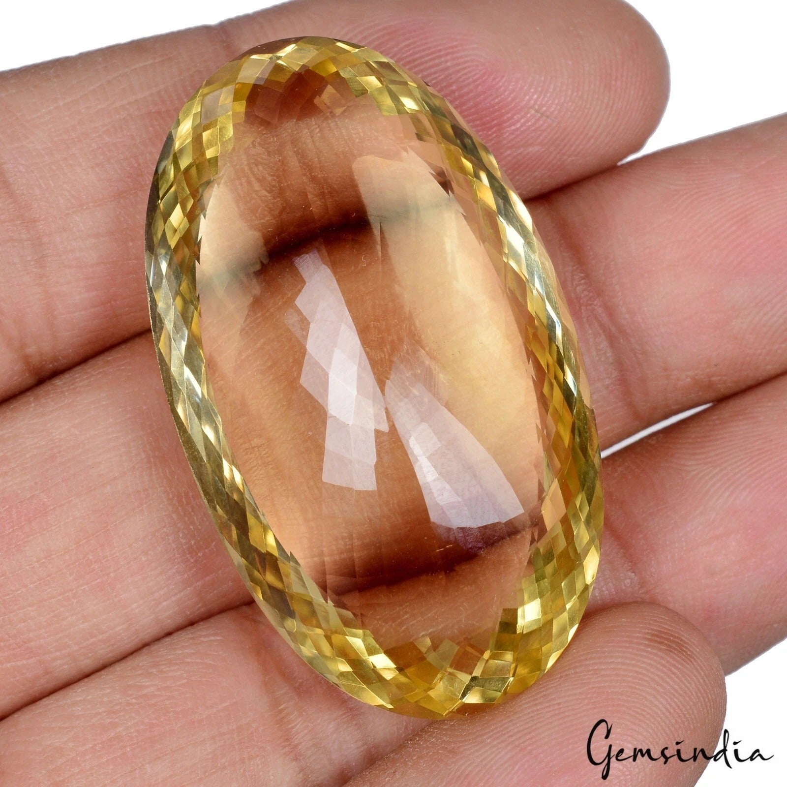 Certified 96.70 Cts Natural Untreated Brazilian Yellow Citrine Oval Cut Rare Gem