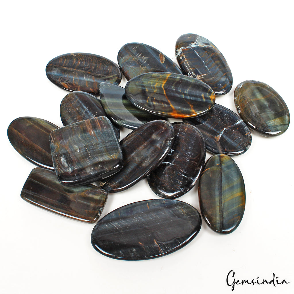 Tiger Eye Lot, Cabochon, Untreated — 15 Pieces, 30mm To 50mm, 720 Ct, Madagascar
