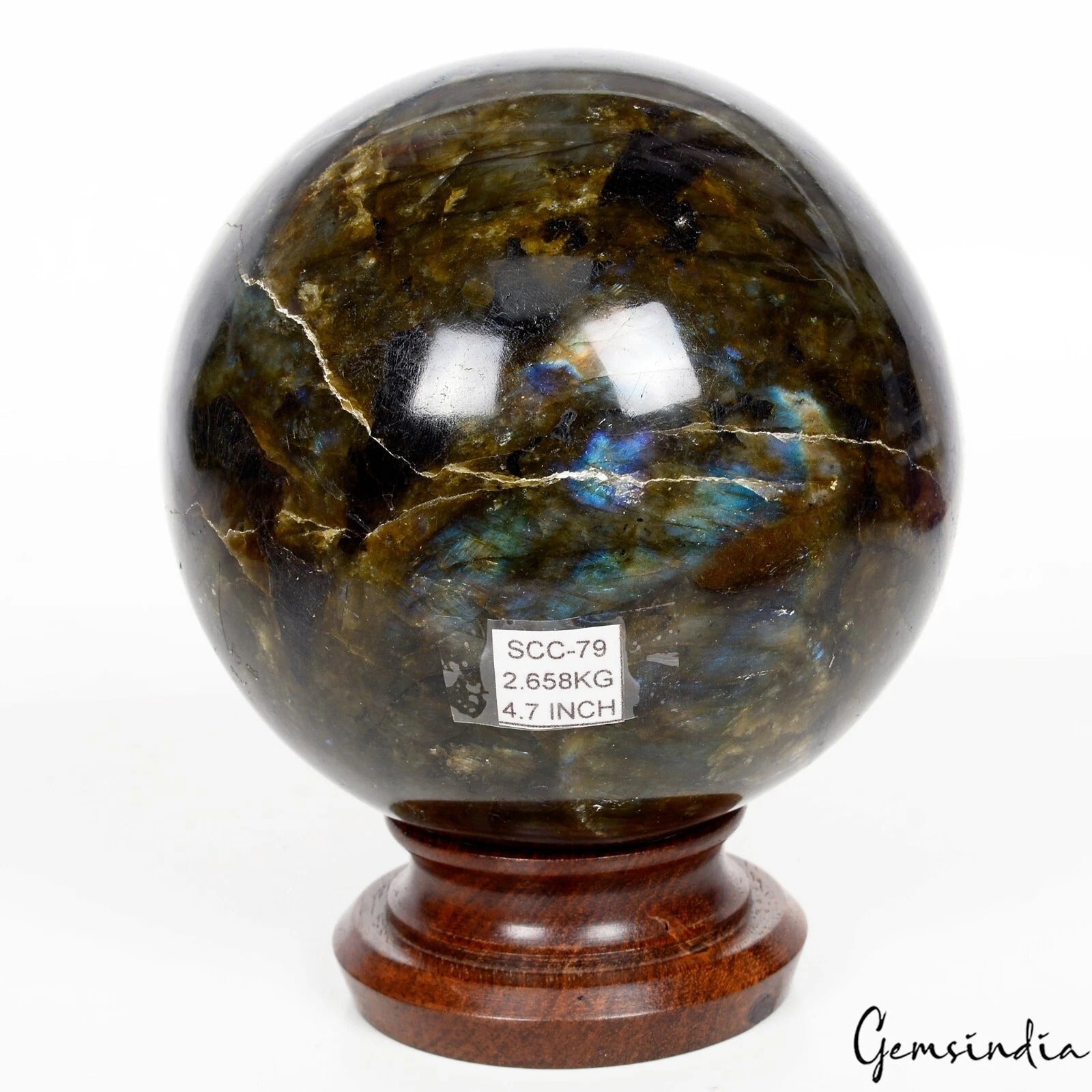 2.6 Kilo Natural Blue Shine Labradorite Crystal Healing Mineral Huge Gem Sphere