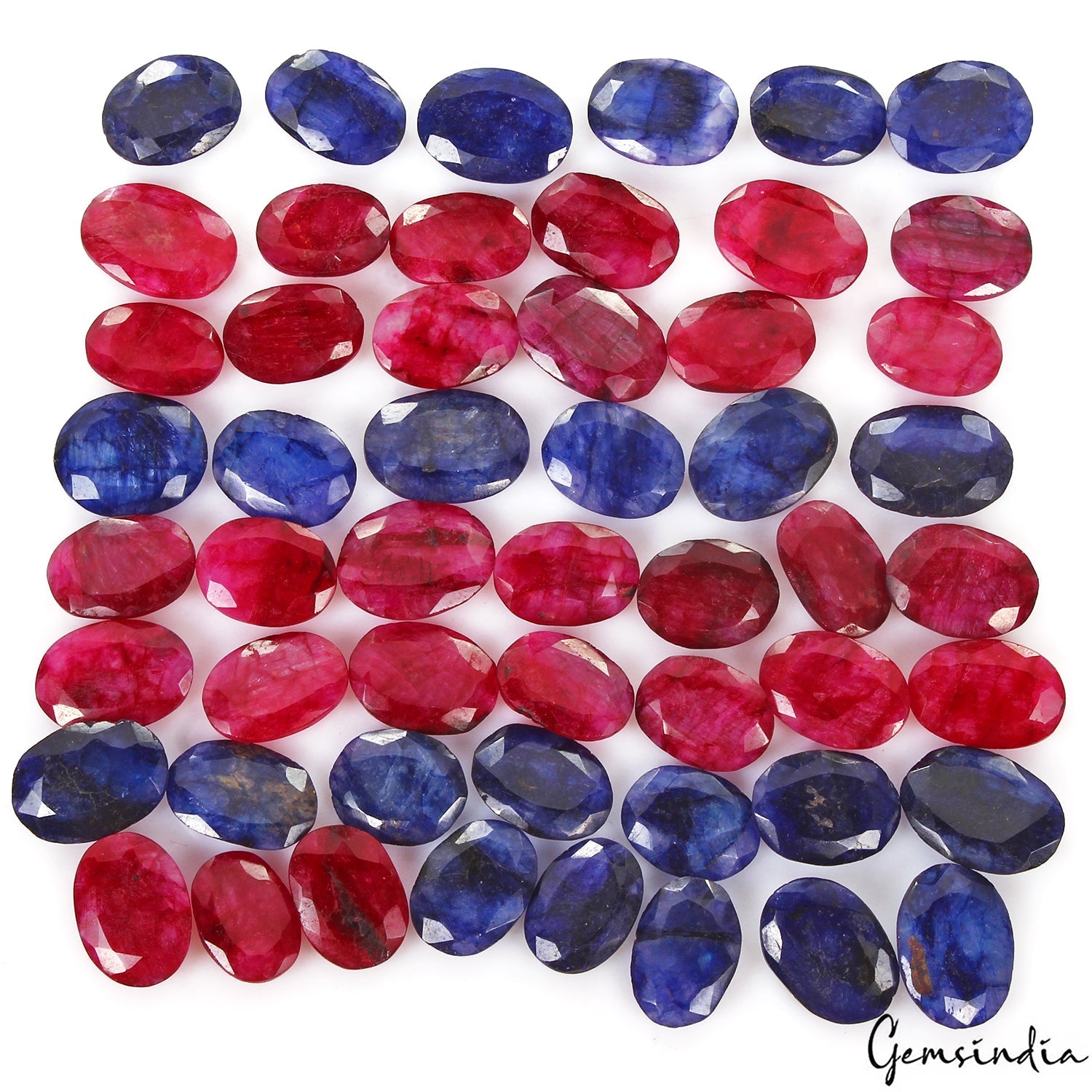 530 Cts/53 Pcs Natural Red Blue Beryl Oval Faceted Cut Loose Gem Lot For Jewelry