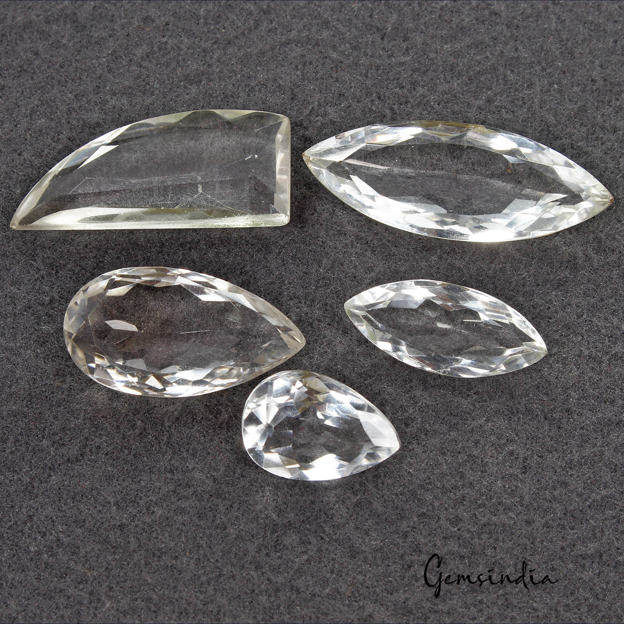 172 Ct/5 Pcs Natural Untreated White Crystal Quartz Mix Cut Loose Gems Lot