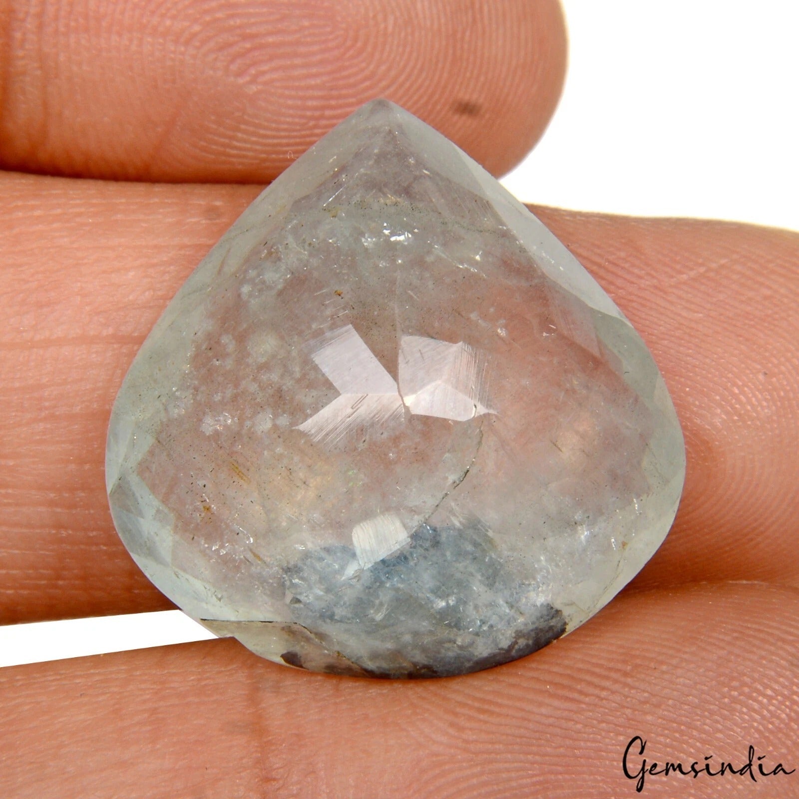 Aquamarine Loose Gemstone, Pear Cut, Untreated — 22x22x9mm, 26.80 Ct, Brazil