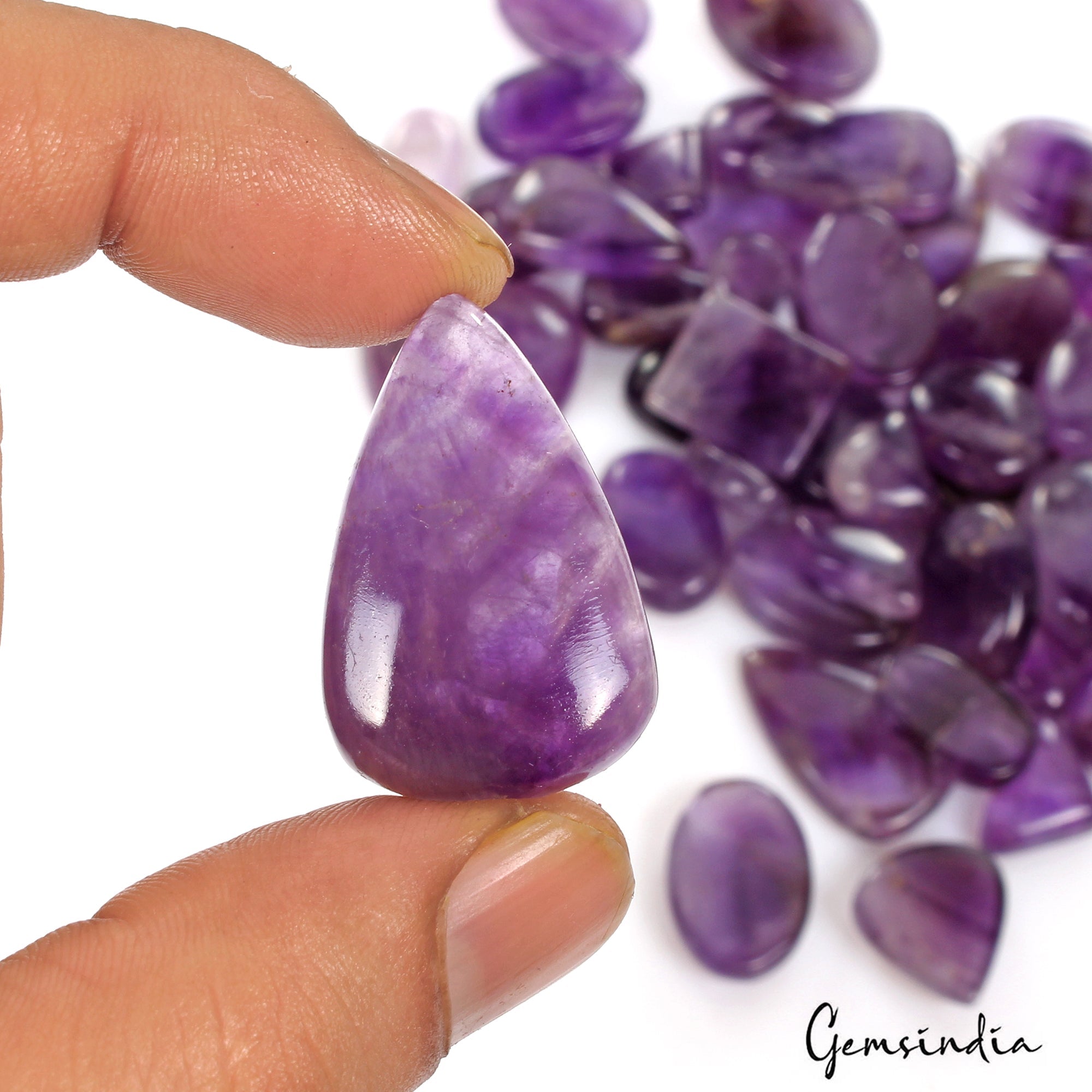 900 Cts/47 Pcs Natural Untreated Purple Amethyst Mix Cab Loose Gems For Jewelry