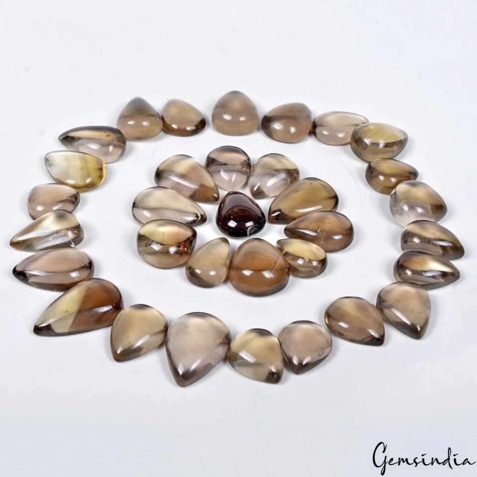 Smoky Quartz Lot, Cabochon — 33 Pieces, 19mm to 31mm, 970 Ct