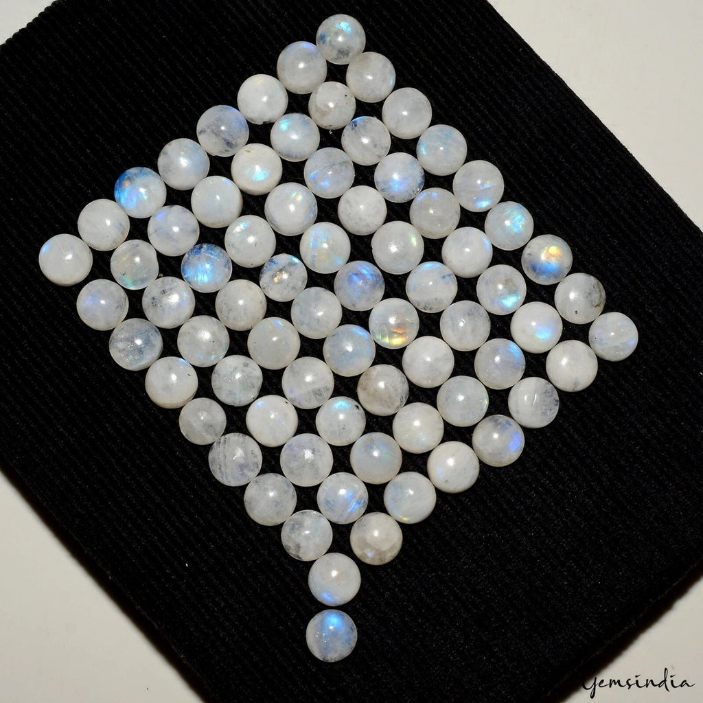 Natural Rainbow Moonstone Round Cabochon Loose Gemstone Lot 73 Pcs 9-10MM/300 Ct