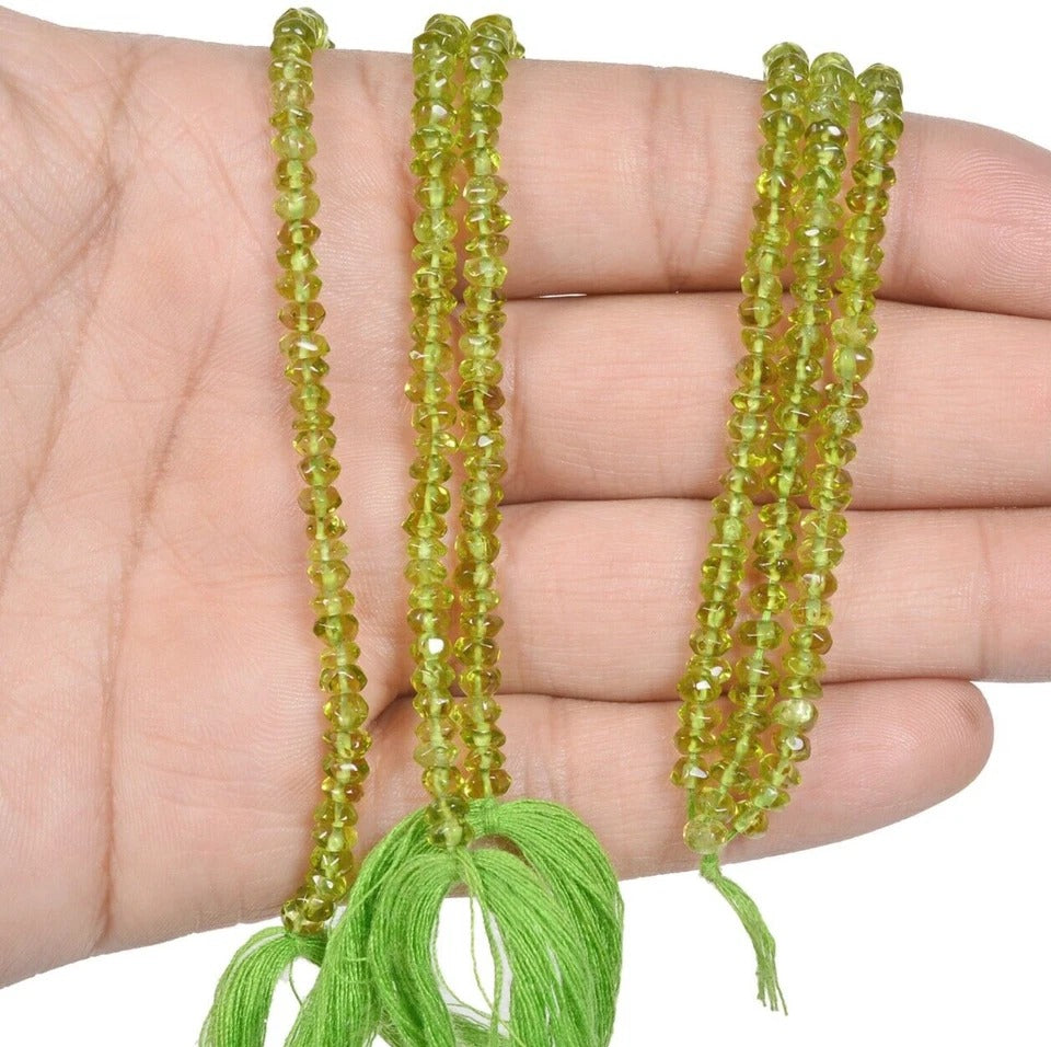 141 Ct/3 Strands Natural Untreated Green Peridot Round Drill Bead Strand 13"Eac