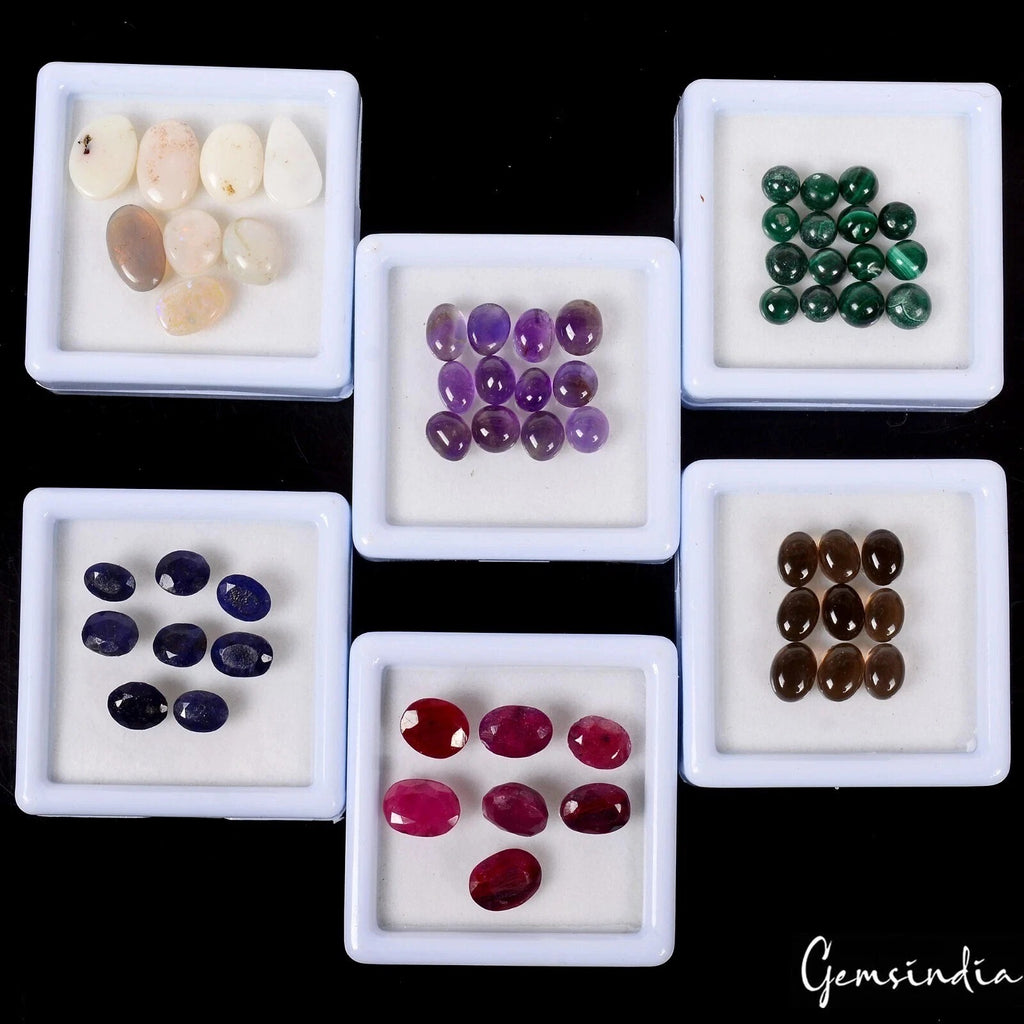 Ruby Lot, Loose Gemstone, Color Enhanced, Multi Color — 56 Pieces, 3mm to 12mm, 76.60 Ct