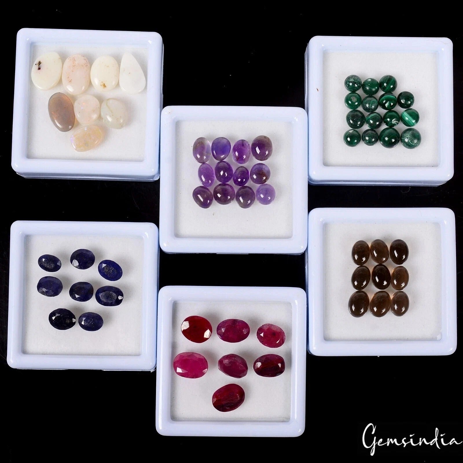 Ruby Lot, Loose Gemstone, Color Enhanced, Multi Color — 56 Pieces, 3mm to 12mm, 76.60 Ct