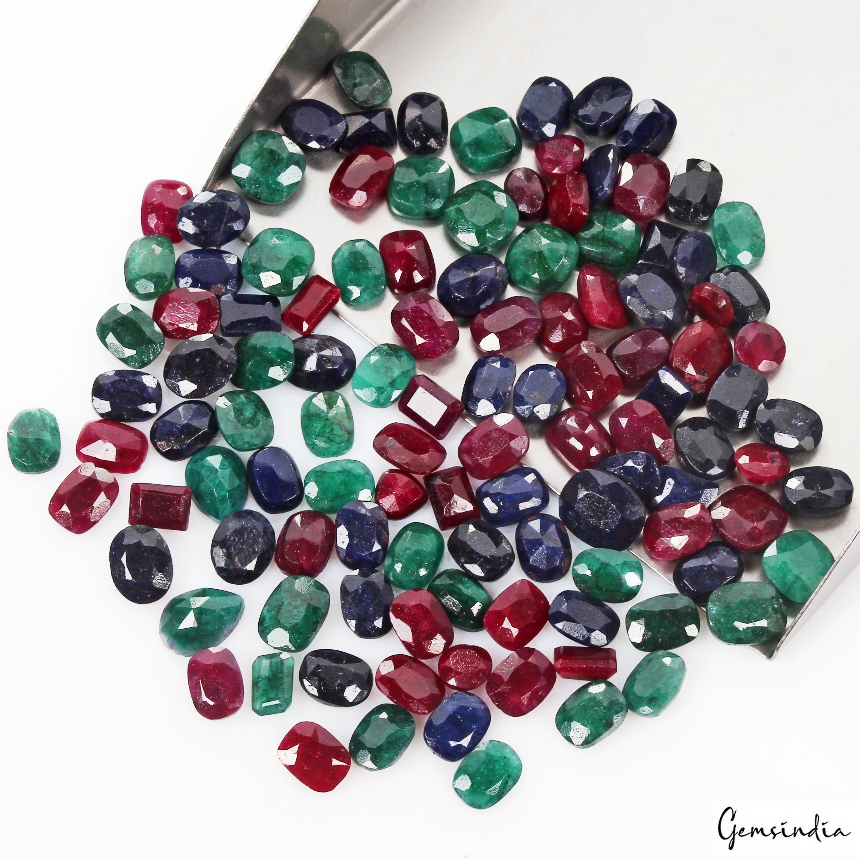 200 Ct/114Pc Natural Ruby Emerald Sapphire Loose Mix Cut Gemstones Certified Lot