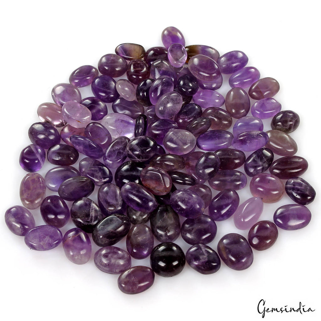 Amethyst Lot, Cabochon, Untreated, Purple — 93 Pieces, 10mm to 14mm, 420 Ct