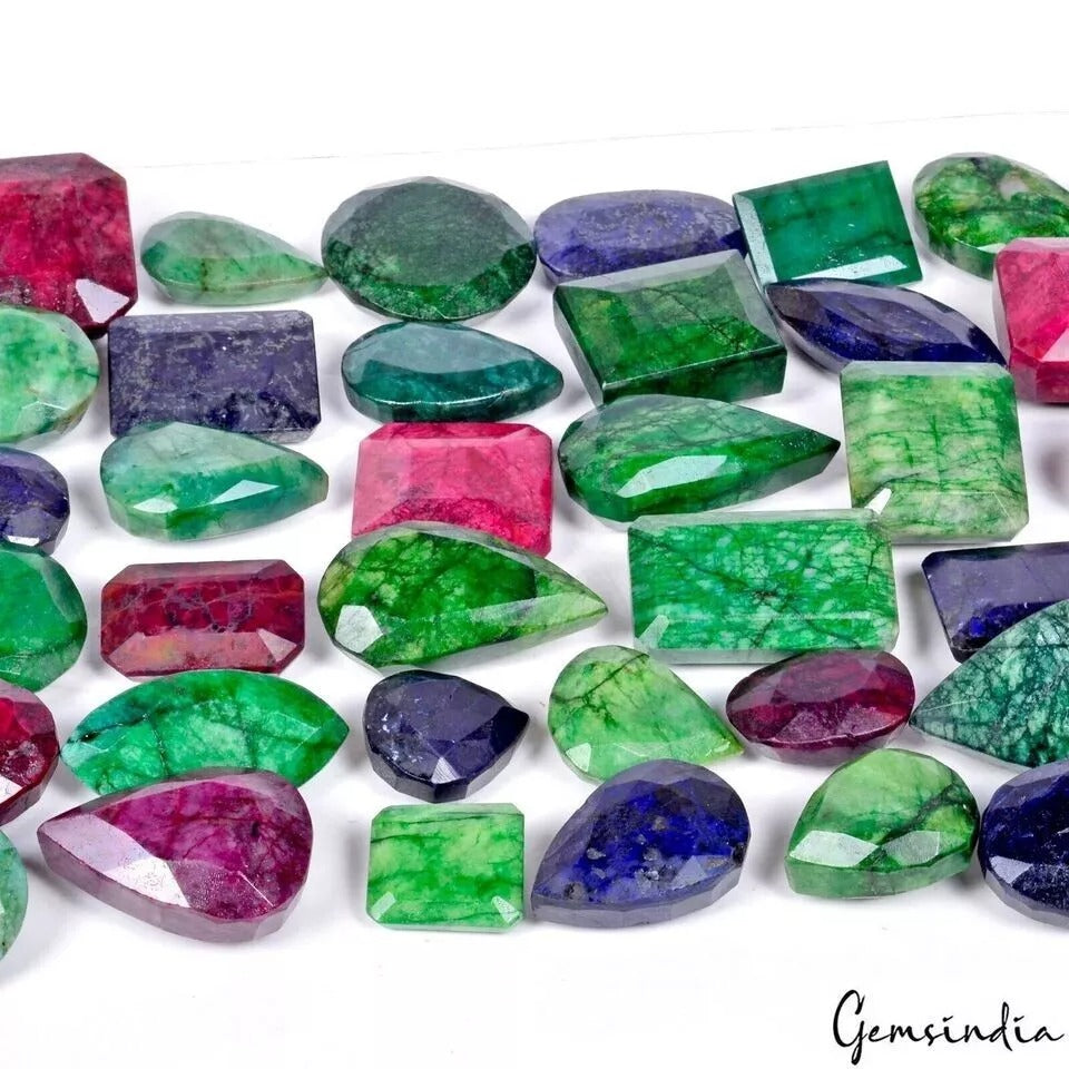 2 Kg Natural Emerald Ruby Sapphire Mix Cut Earth Mined Gemstones~ Wholesale Deal