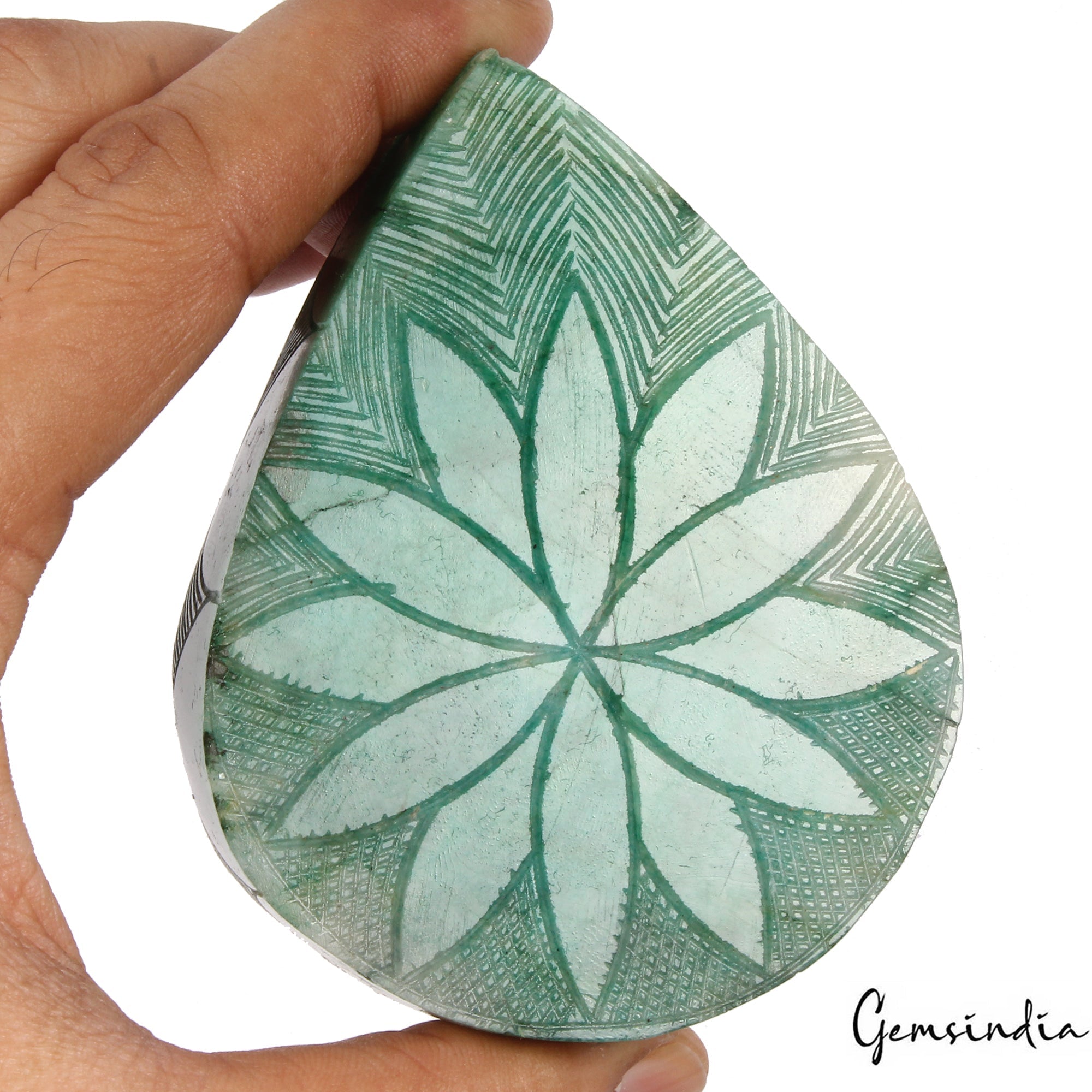 Certified 2145 Ct Natural Brazilian Green Emerald Pear Hand Carved Huge Size Gem