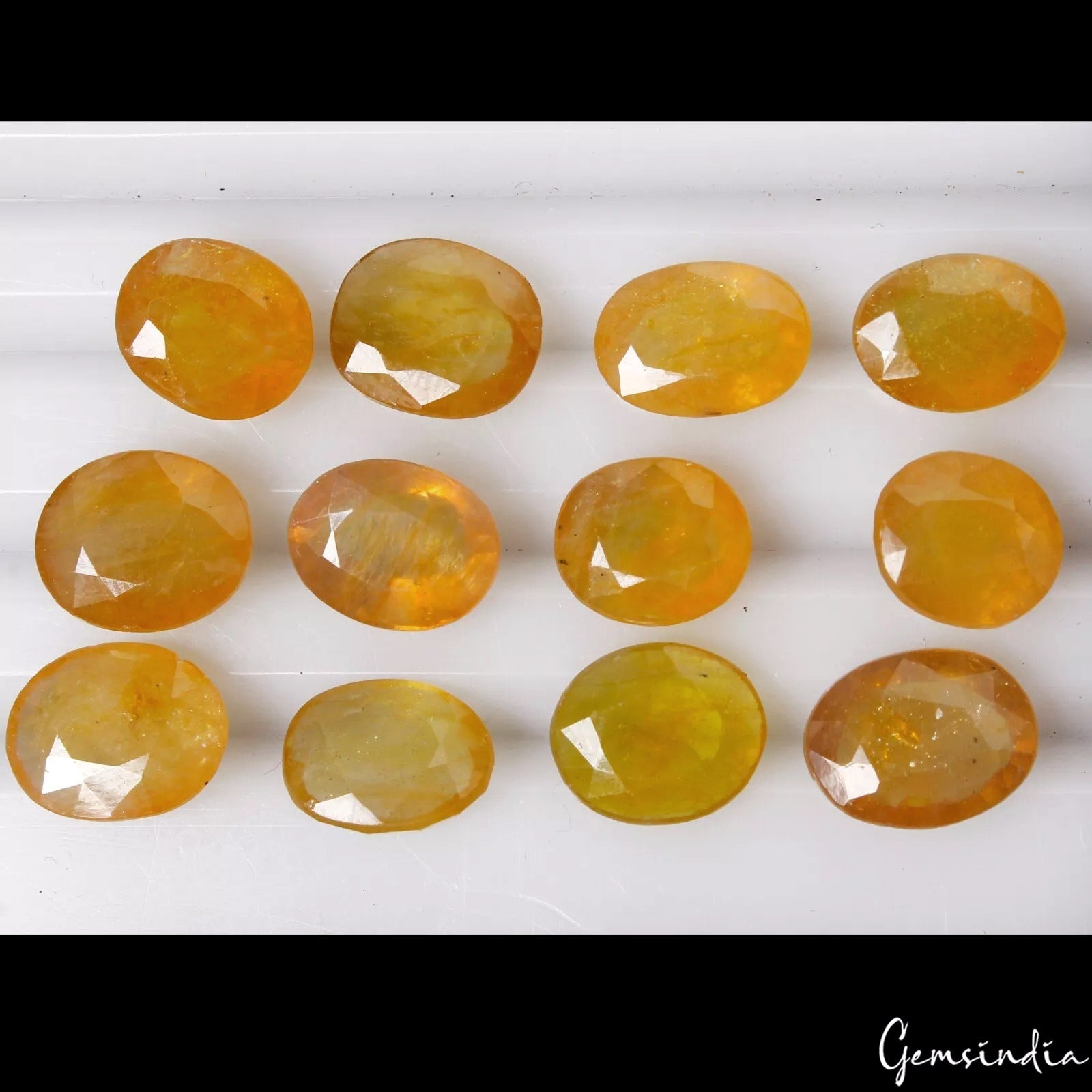 50.80 Ct Natural Yellow Sapphire Oval Cut Loose 9-11mm Unheated Ceylon Gemstones