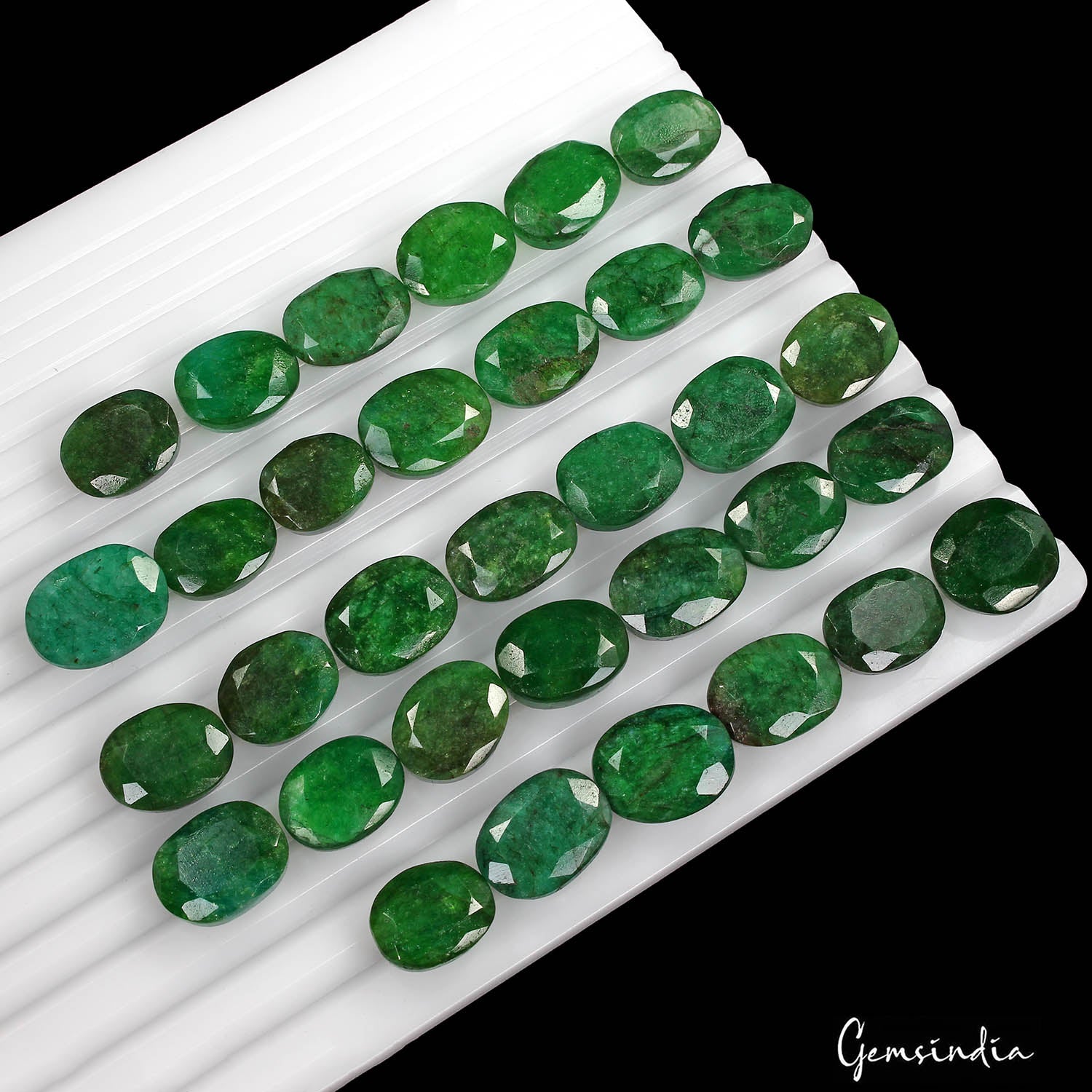 490 Ct Natural Green Brazilian Emerald Oval Cut Faceted Loose Wholesale Gems Lot