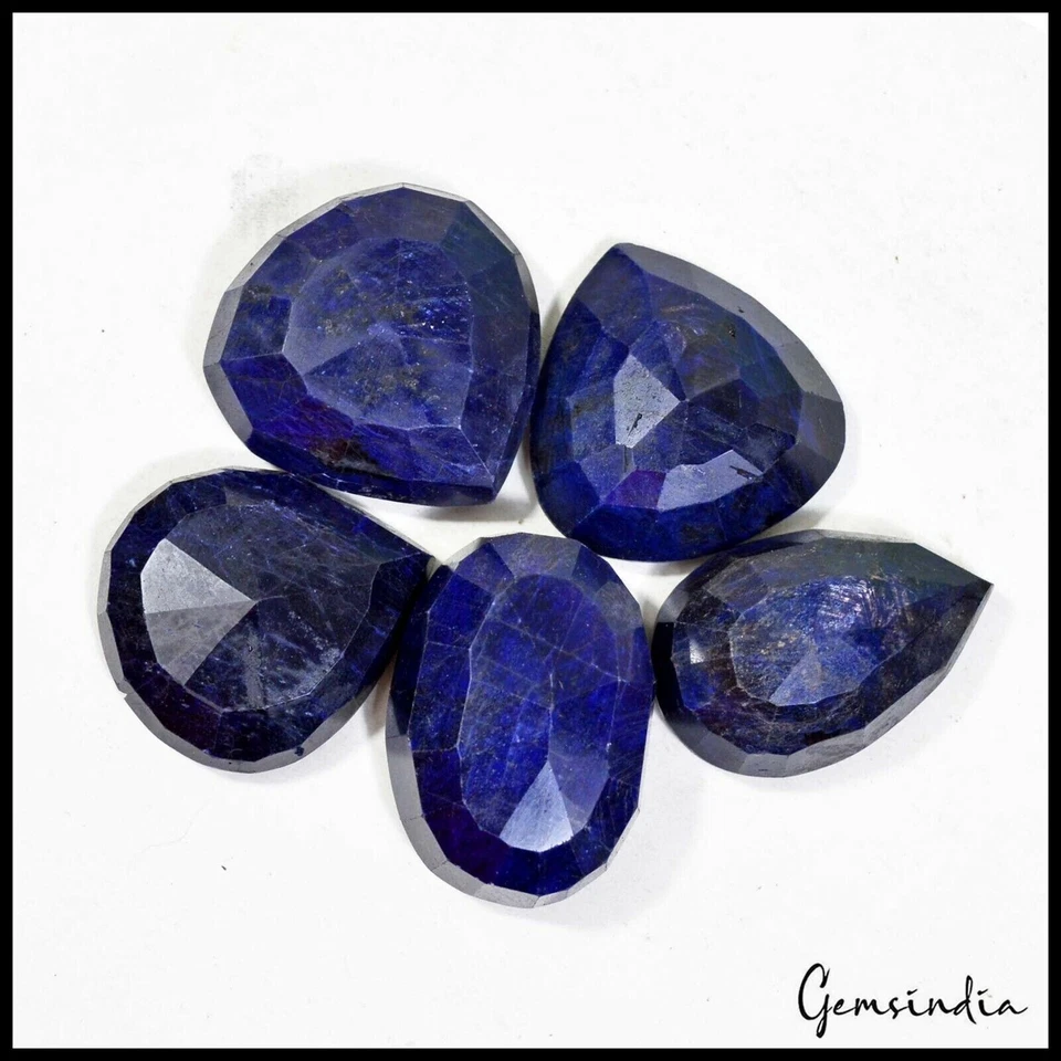 Blue Sapphire Lot, Loose Gemstone, Color Enhanced — 5 Pieces, 34mm to 37mm, 720 Ct