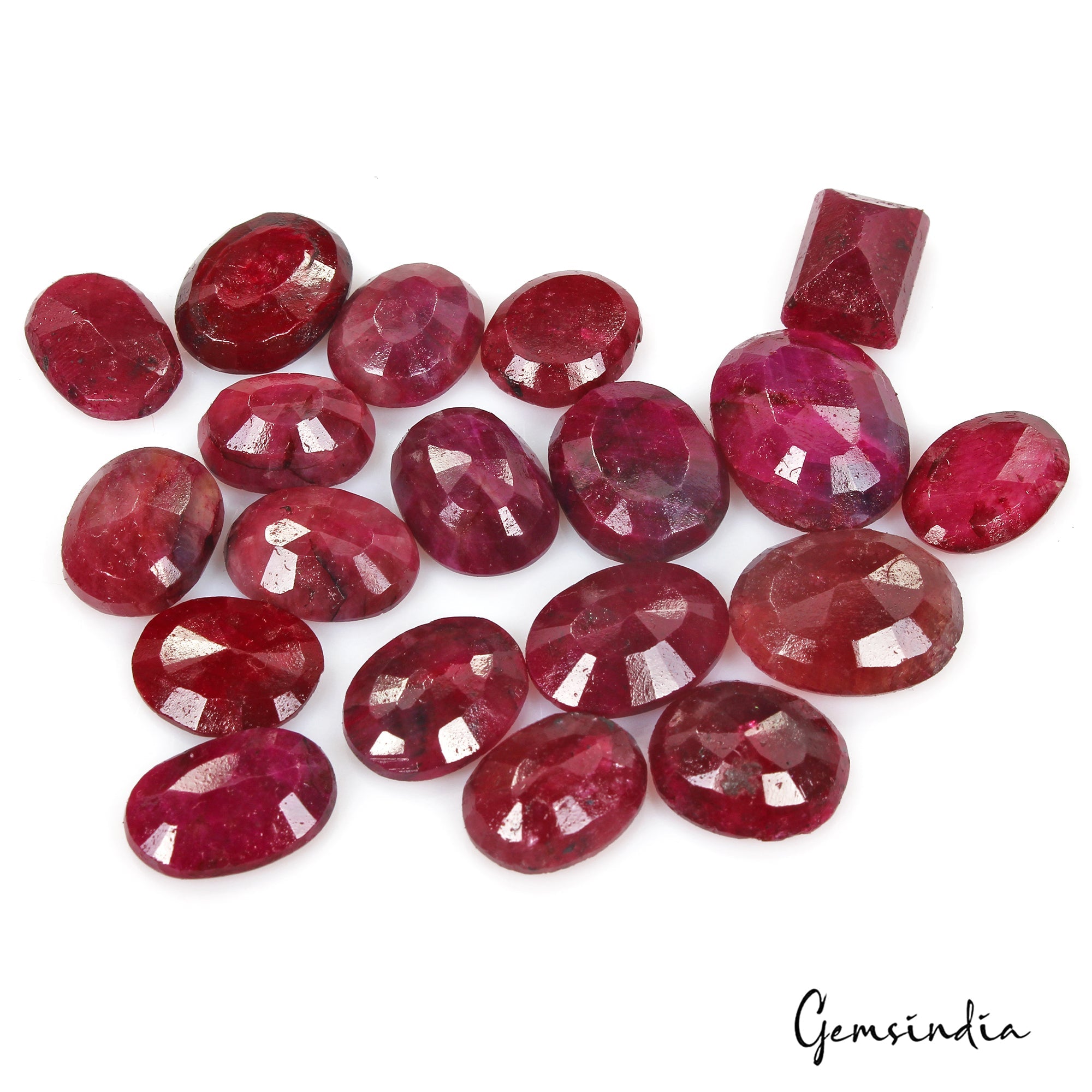 Certified 200 Cts/19 Pcs Natural African Red Ruby Mix Cut Loose Gems For Jewelry