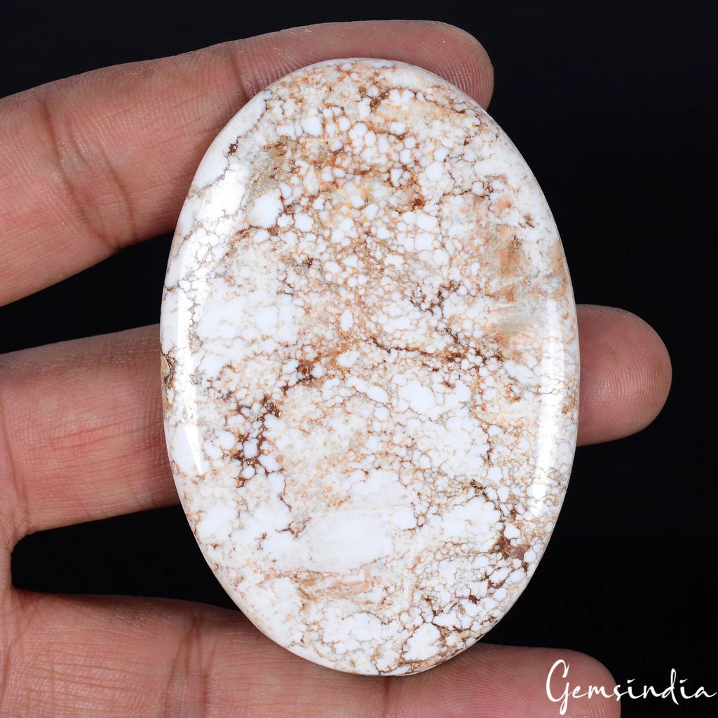 180.00 Ct Natural Untreated White Buffalo Turquoise Oval Cab Gems For Jewelry