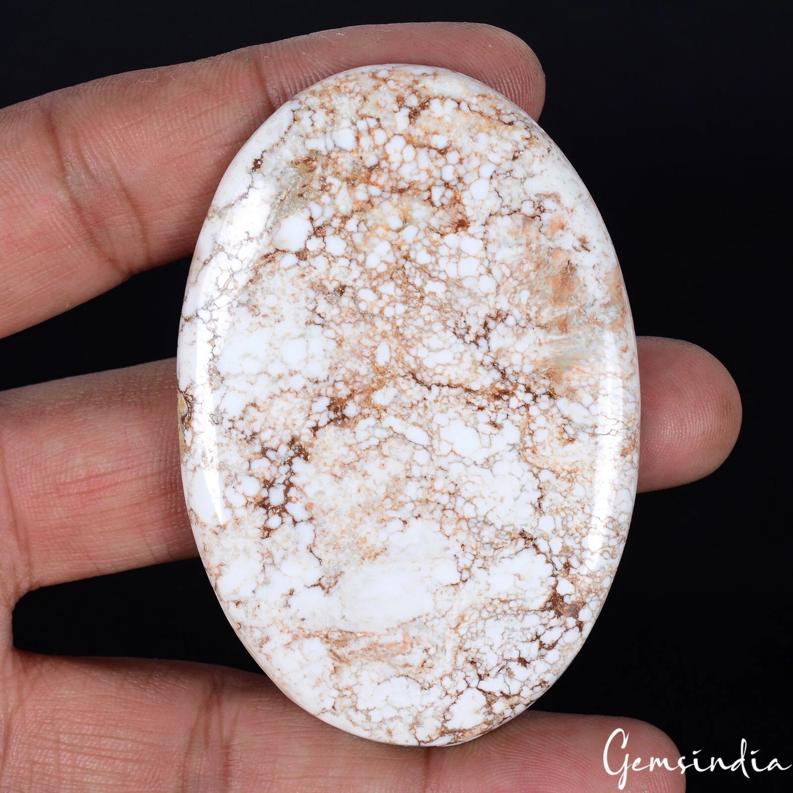 180.00 Ct Natural Untreated White Buffalo Turquoise Oval Cab Gems For Jewelry