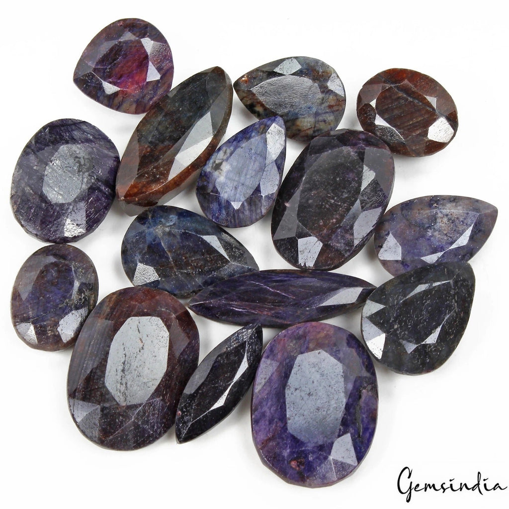 1500Ct/15 Pcs Natural African Faceted Mix Cut Blue Sapphire Loose Gemstones Lot