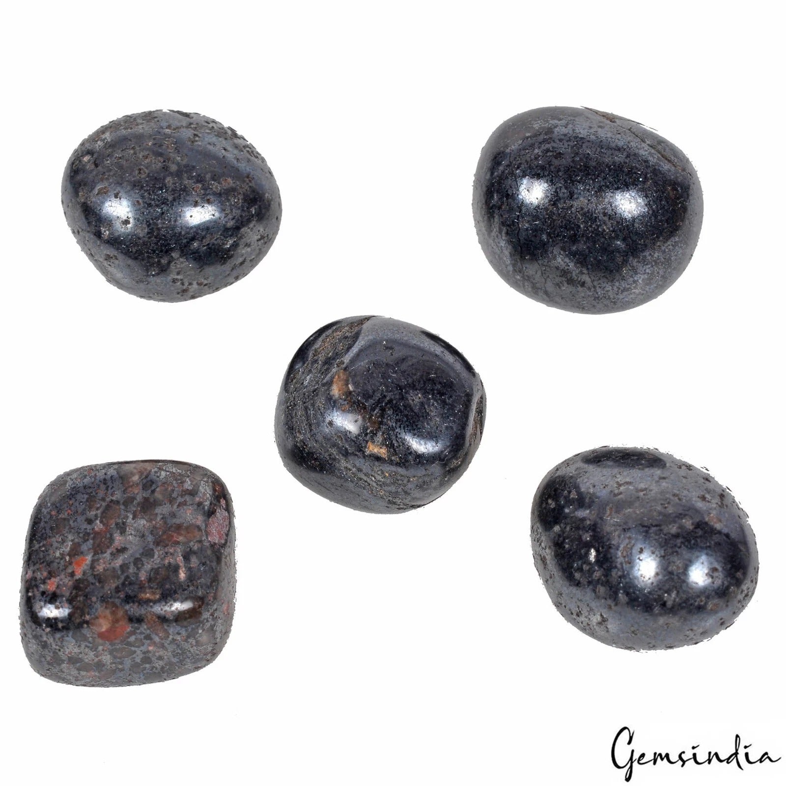 500Ct/5Pcs Natural Healing Meditation Grey Gunmetal Tumbled Shape Loose Gems Lot
